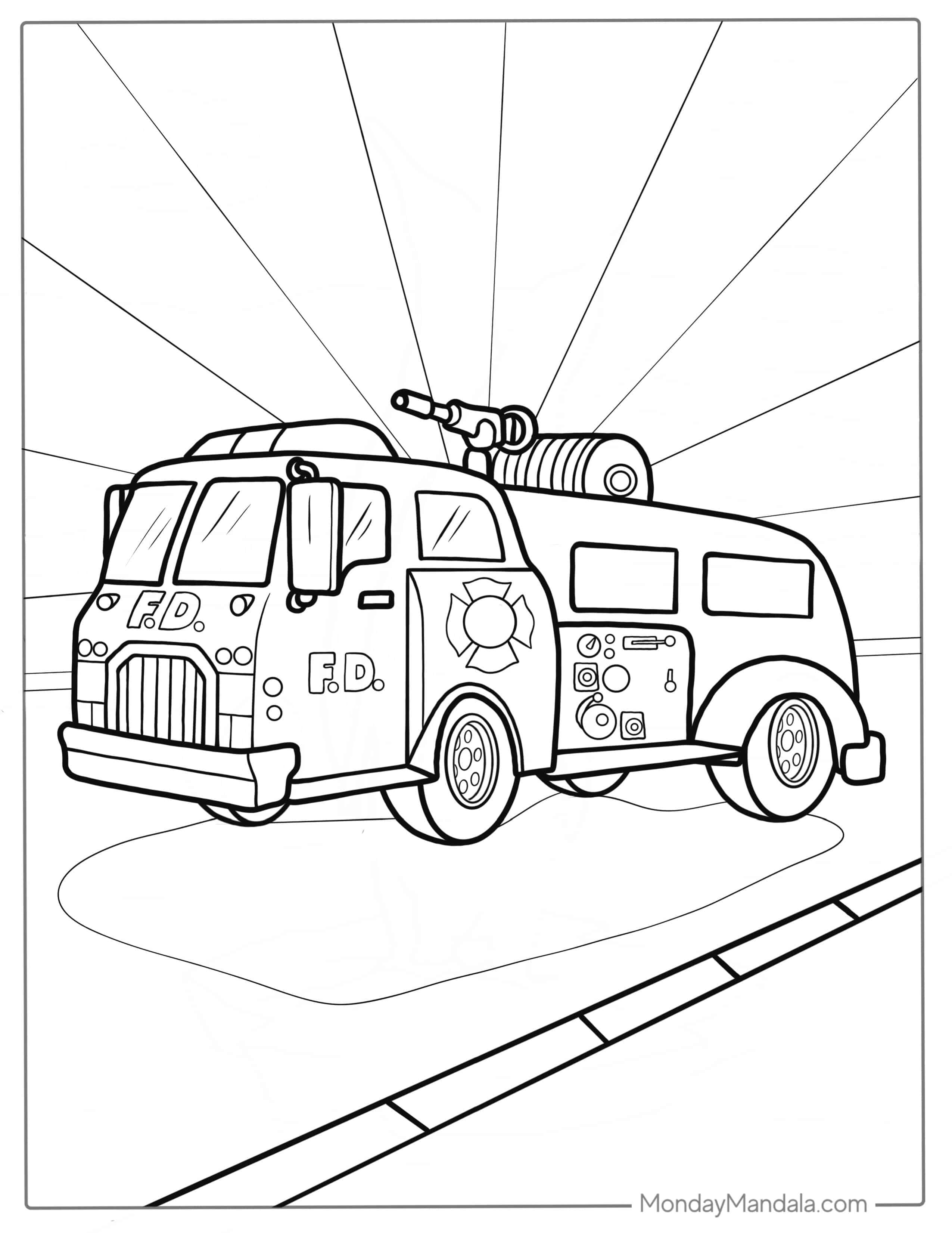 Vintage Fire Truck Coloring Page coloring page