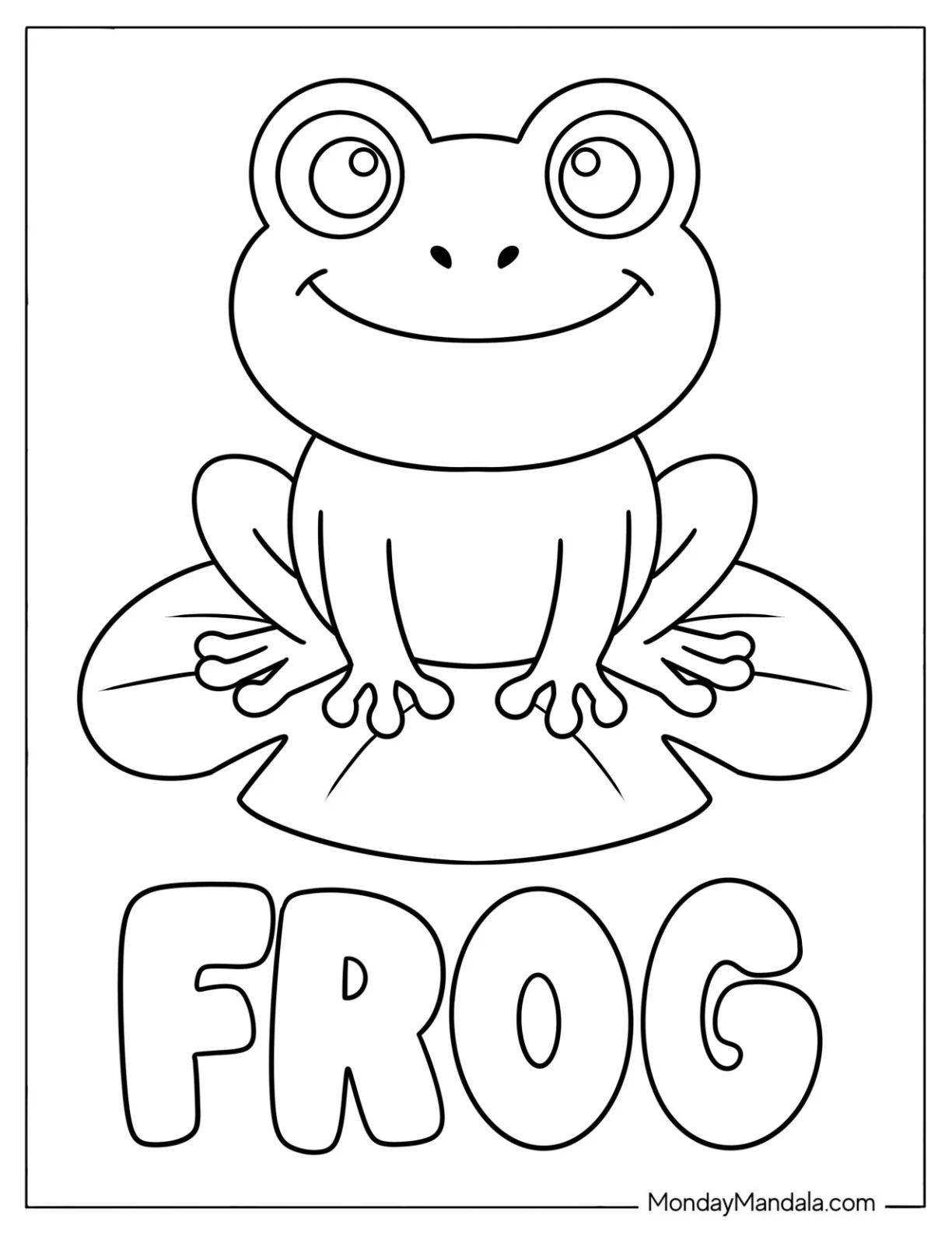Coloring Page for Toddlers of Frog Sitting on a Lily Pad coloring page
