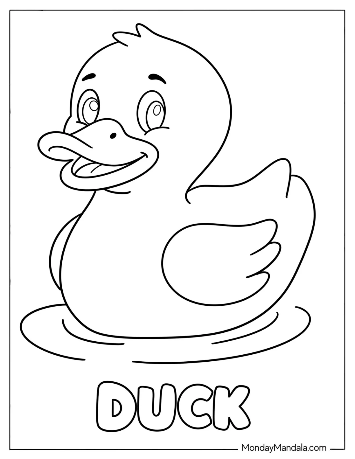 Duck Resting on the Water Coloring Page for Toddlers coloring page