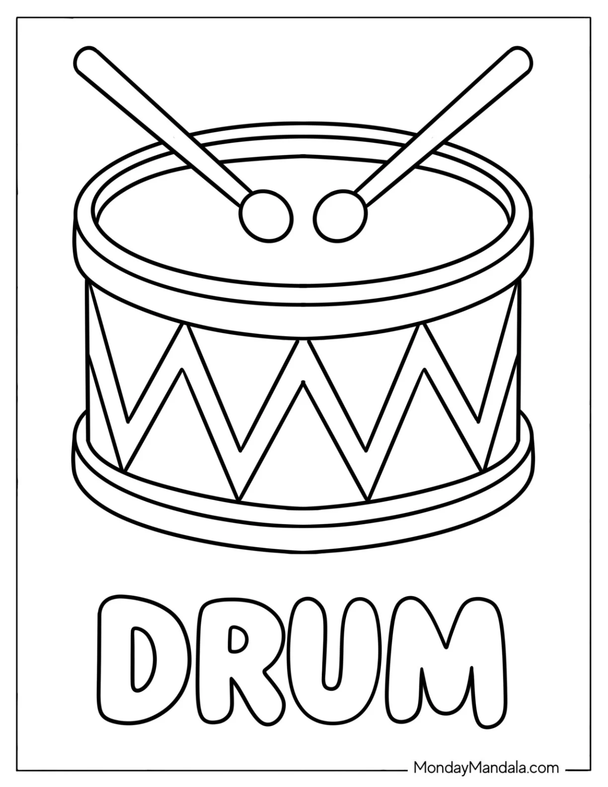 Festive Drum Coloring Page for Toddlers coloring page — printable line art