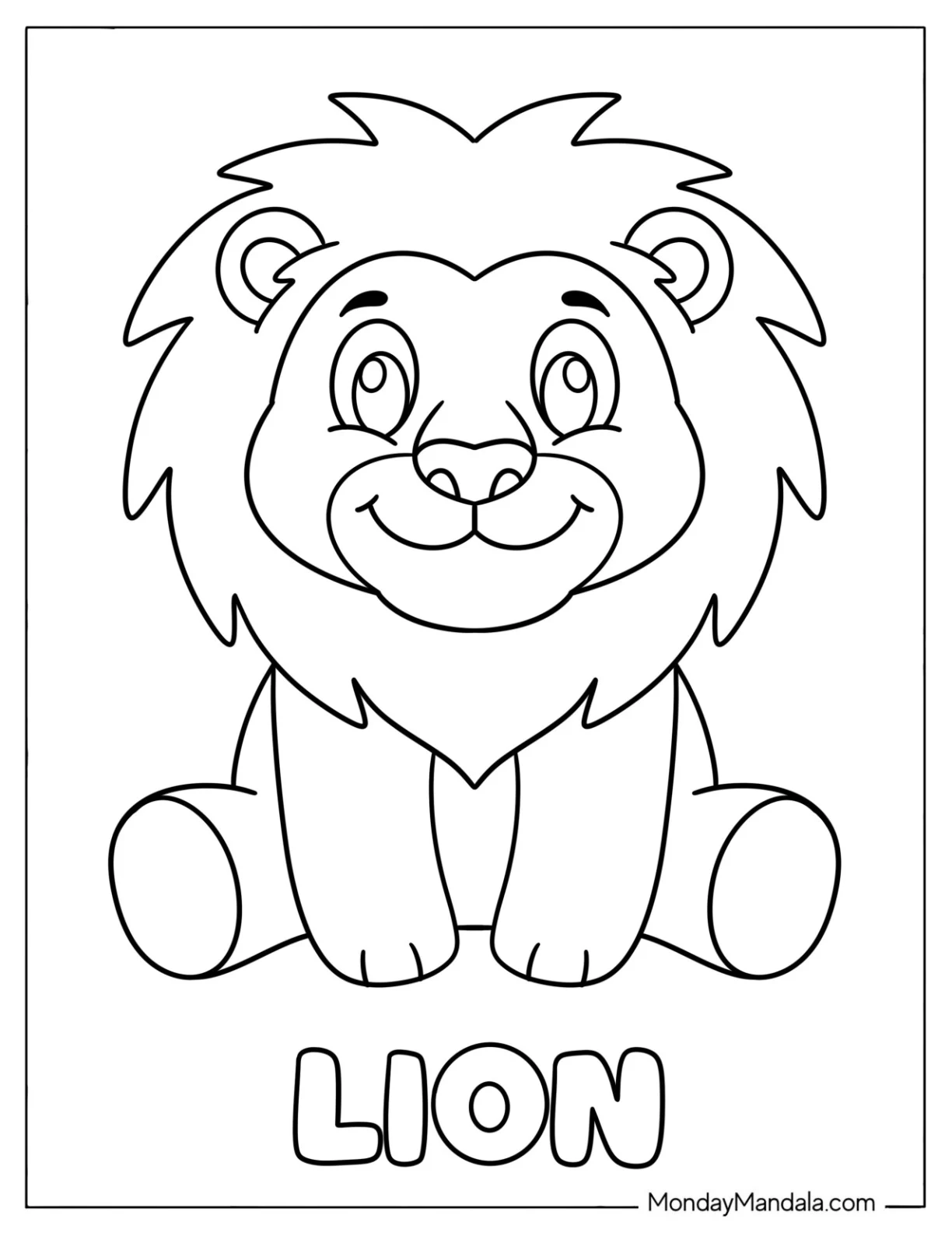 Friendly Little Lion Coloring Page for Toddlers coloring page