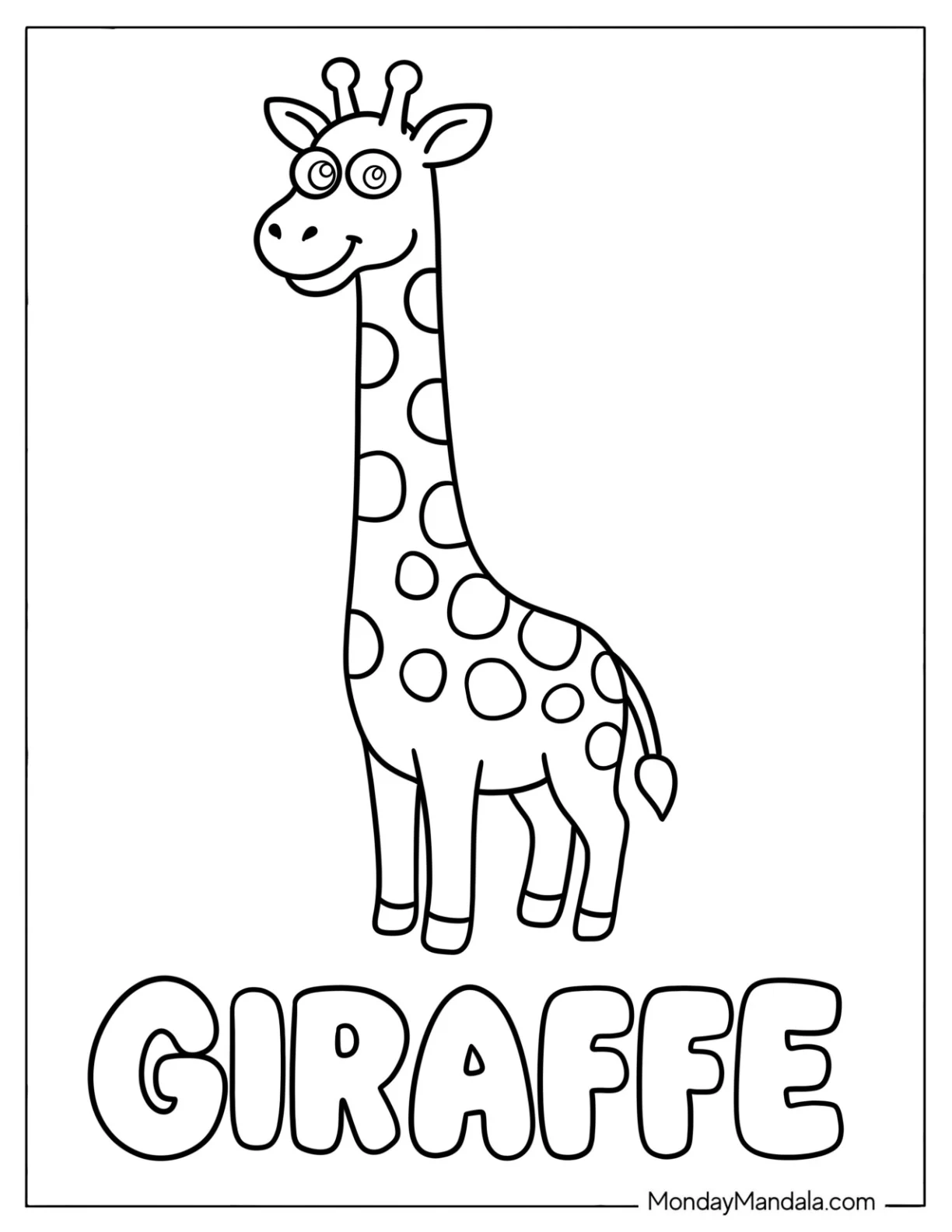 Kawaii Giraffe Coloring Page for Toddlers coloring page