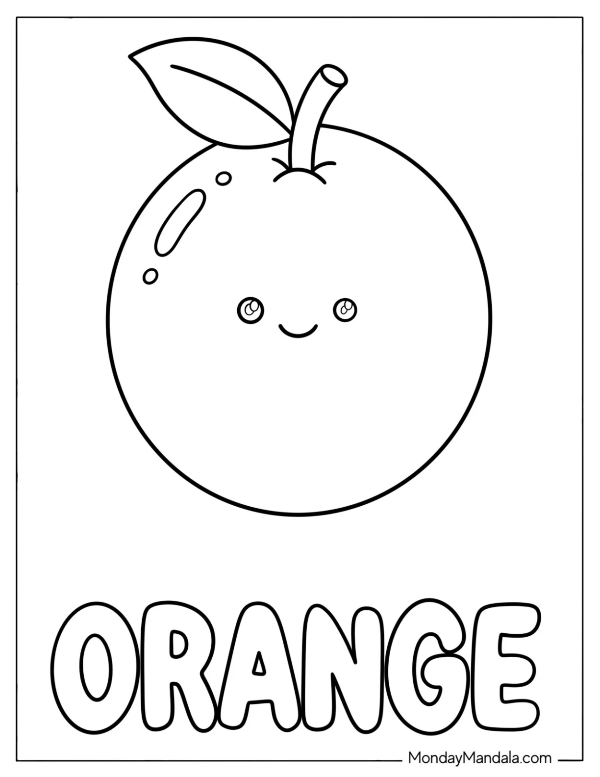 Kawaii Little Orange Coloring Page for Toddlers coloring page