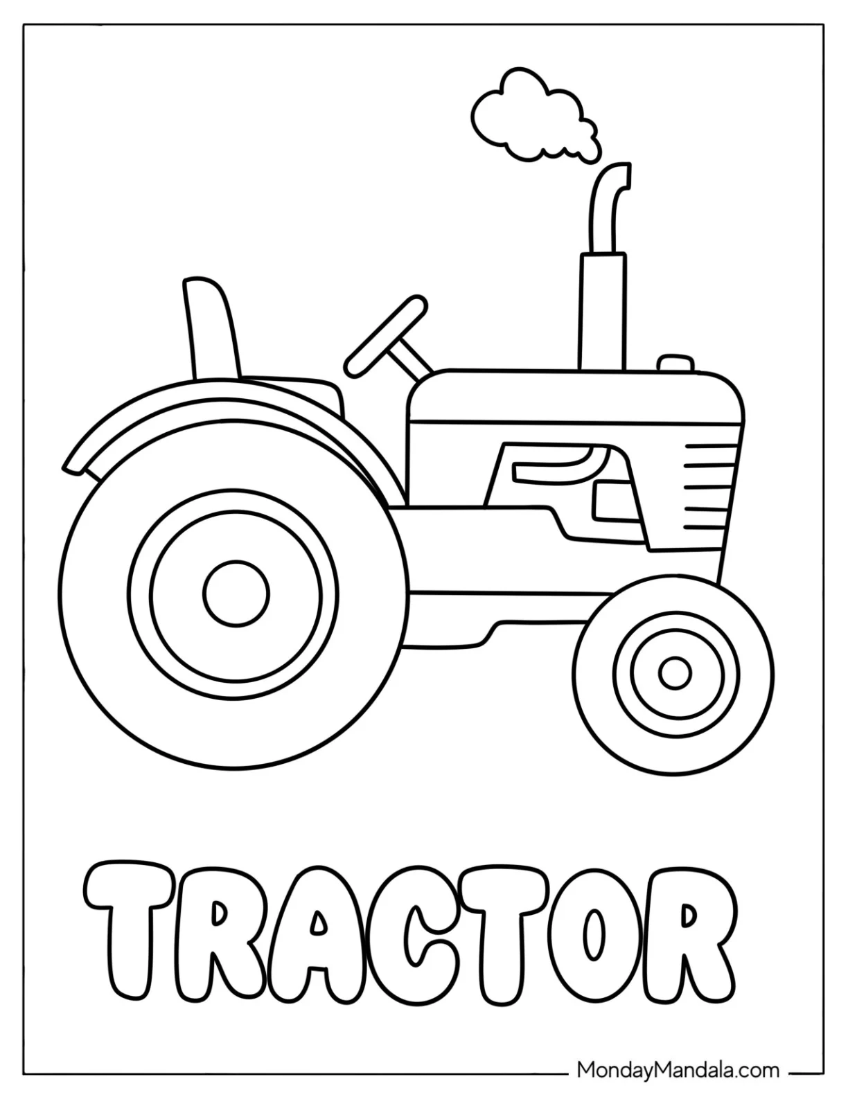 Large Tractor Coloring Page for Toddlers coloring page