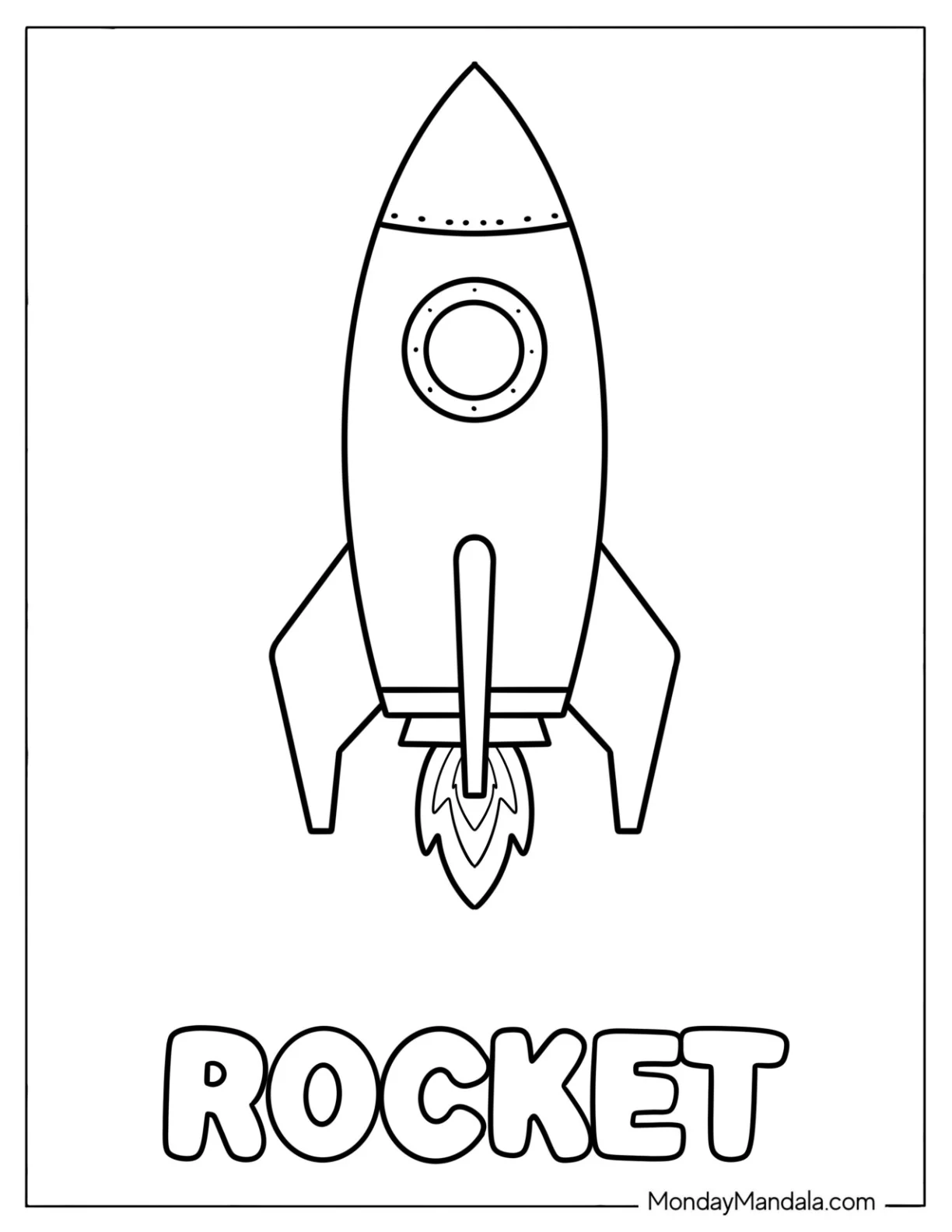 Rocket Outline Coloring Page for Toddlers coloring page