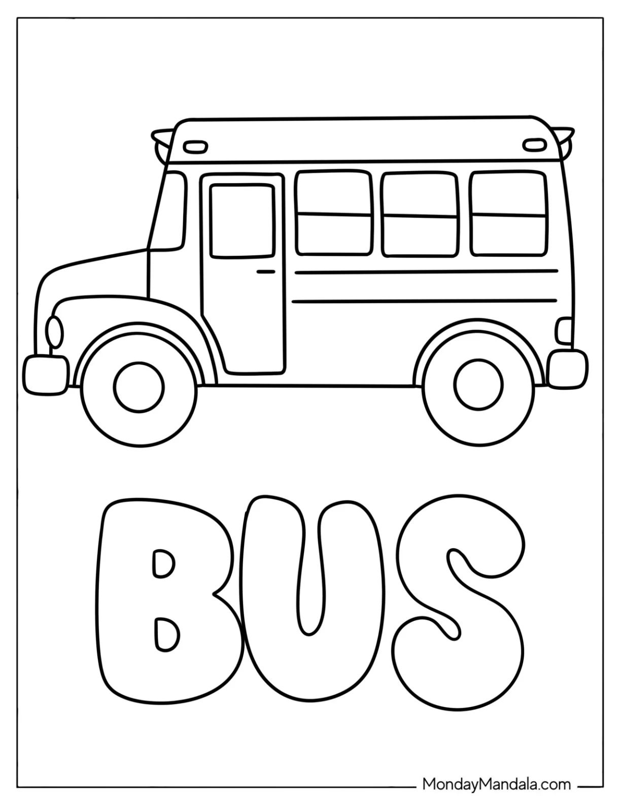 Simple Bus Outline Coloring Page for Toddlers coloring page