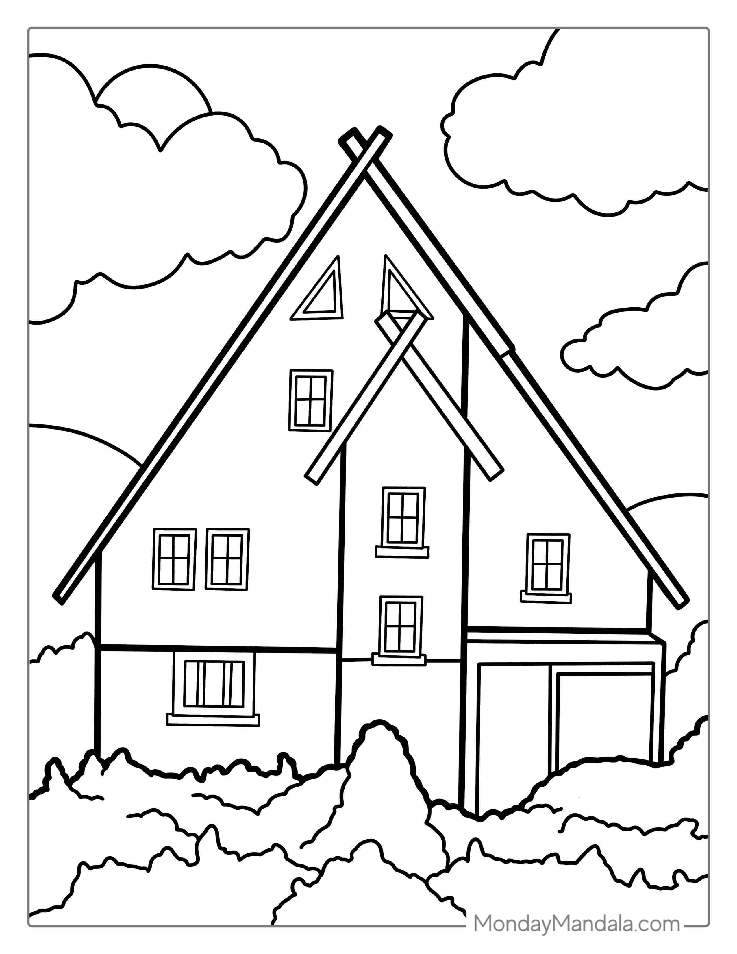 Alpine Inspired House Coloring Page coloring page