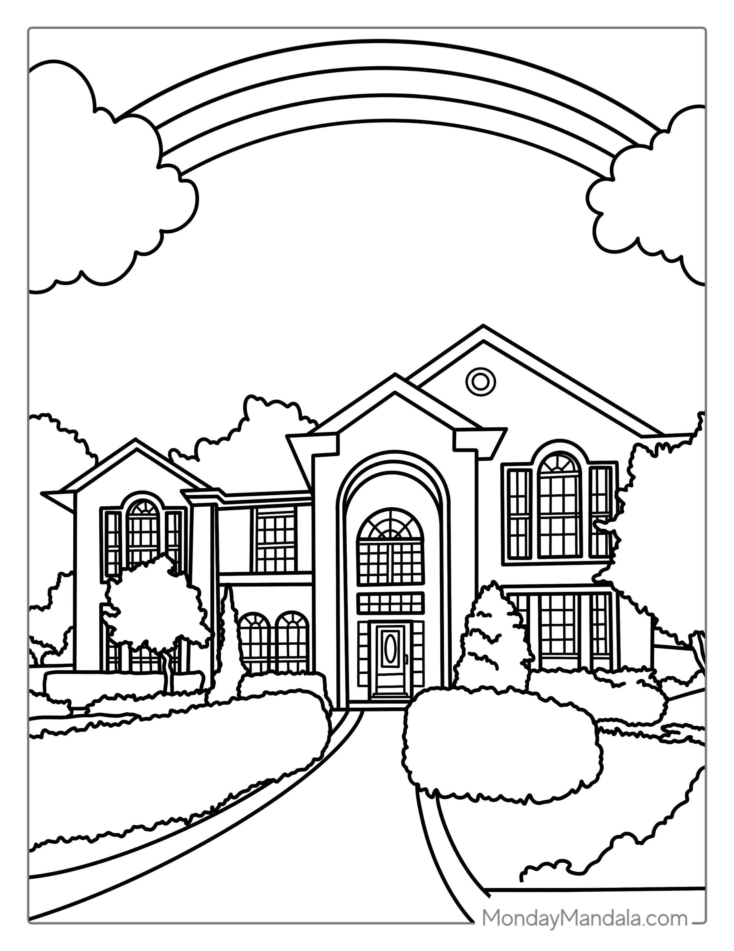 Big American Mansion Coloring Page coloring page