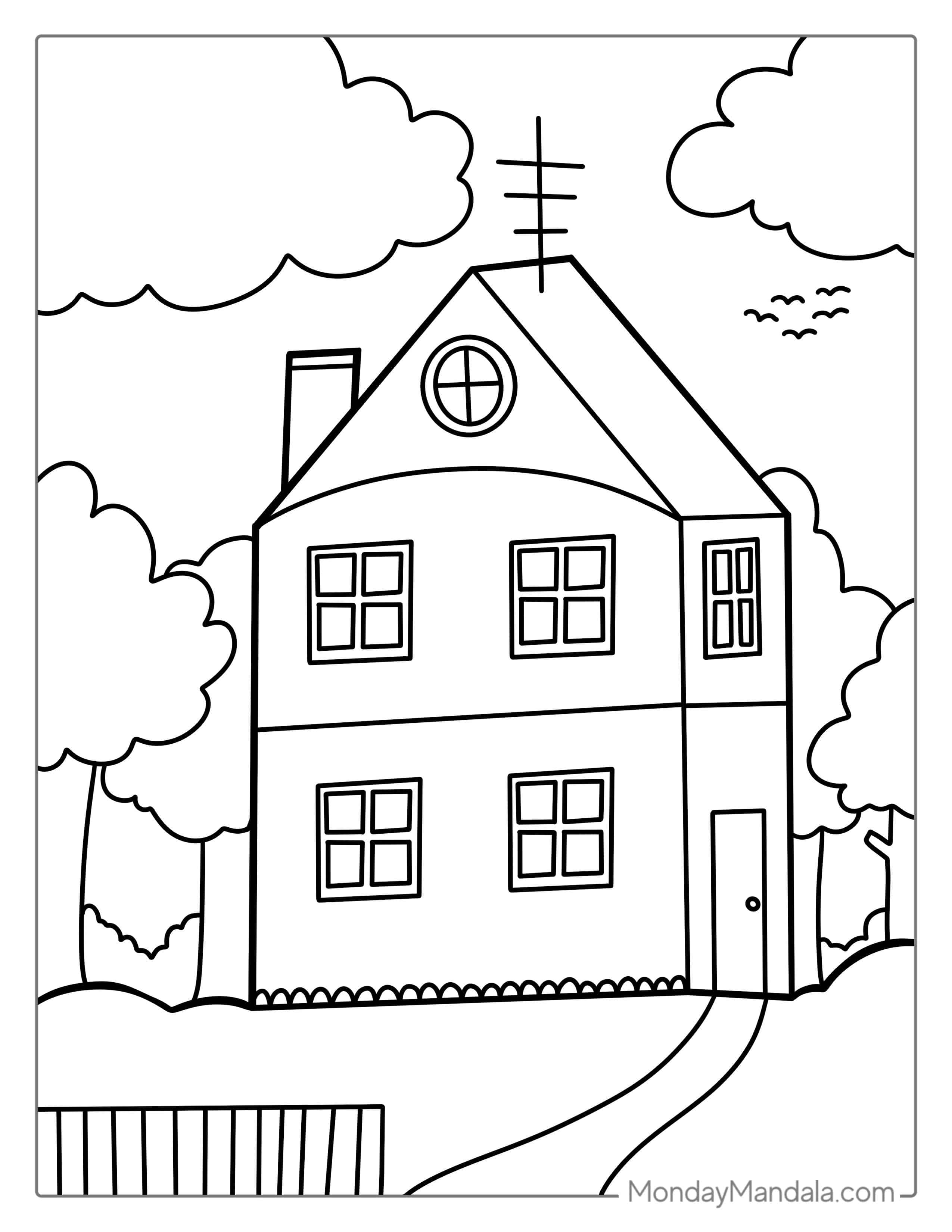 Double Story House Coloring Page coloring page