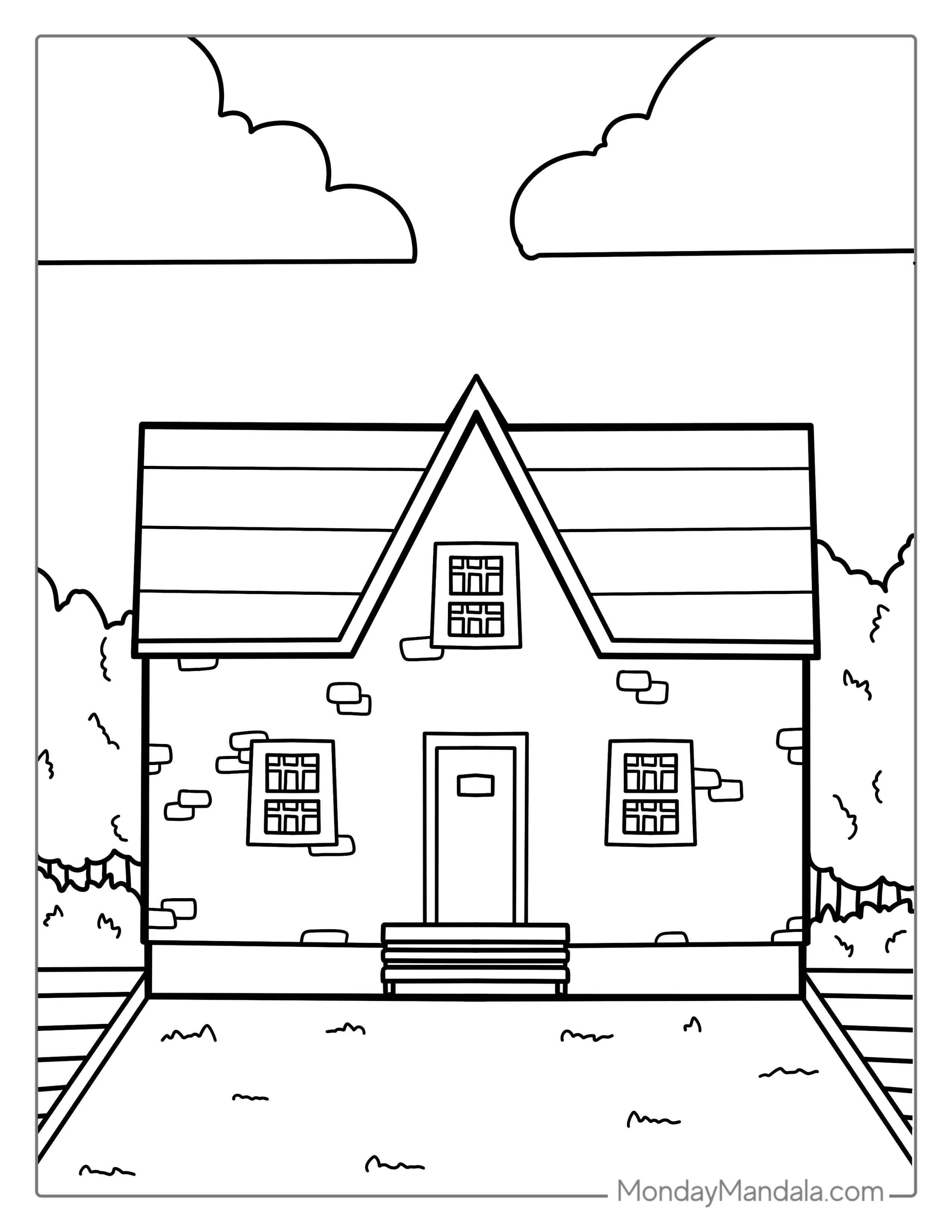 Easy Home To Color In For Kids coloring page