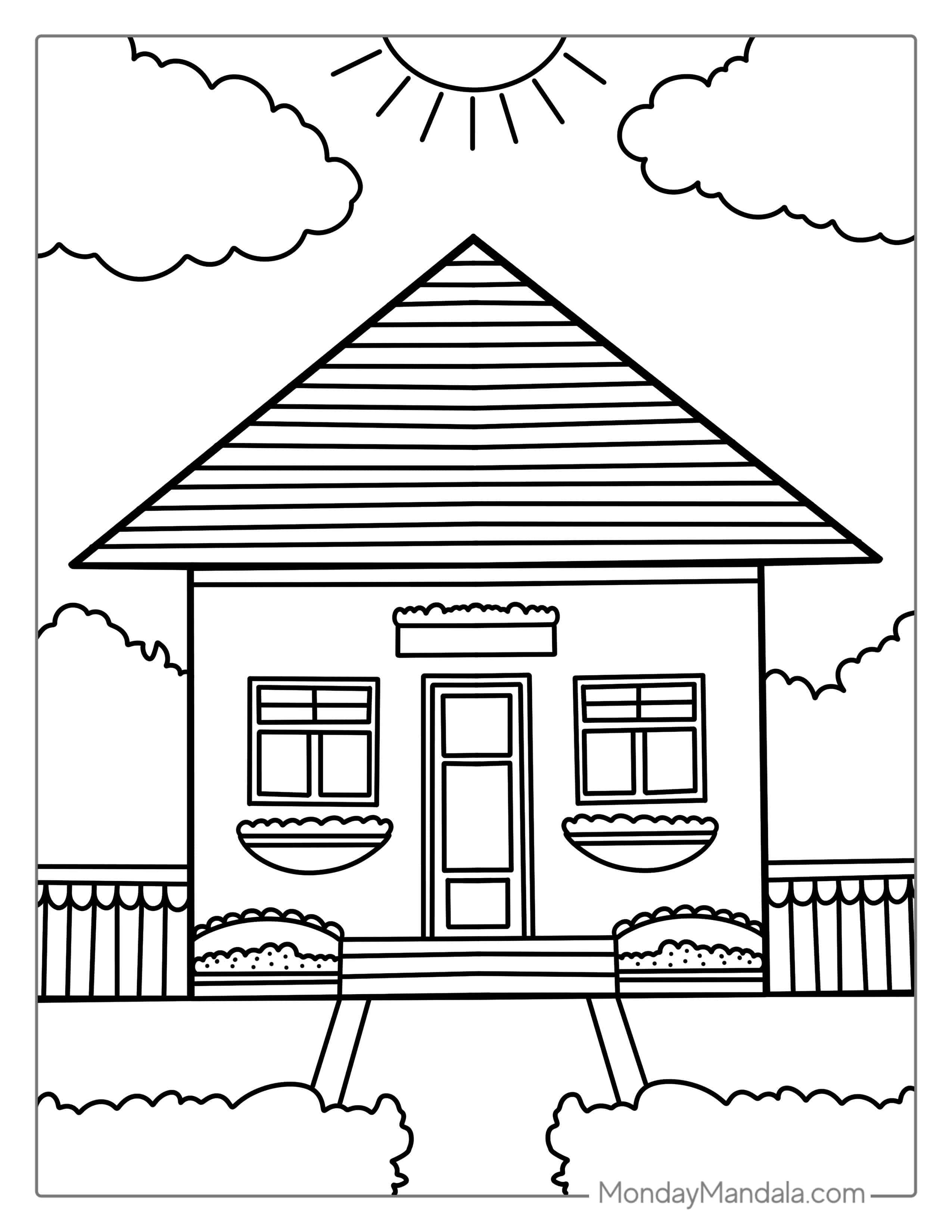 Easy Outlined House Coloring Sheet coloring page