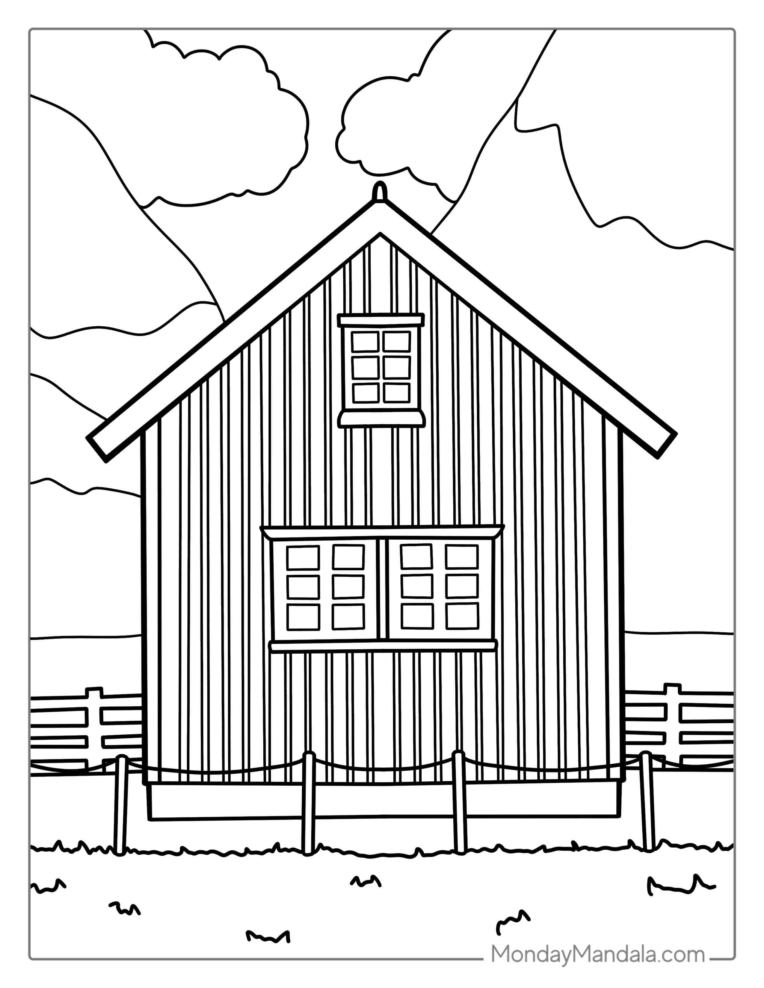Little Farm House Coloring For Preschoolers coloring page