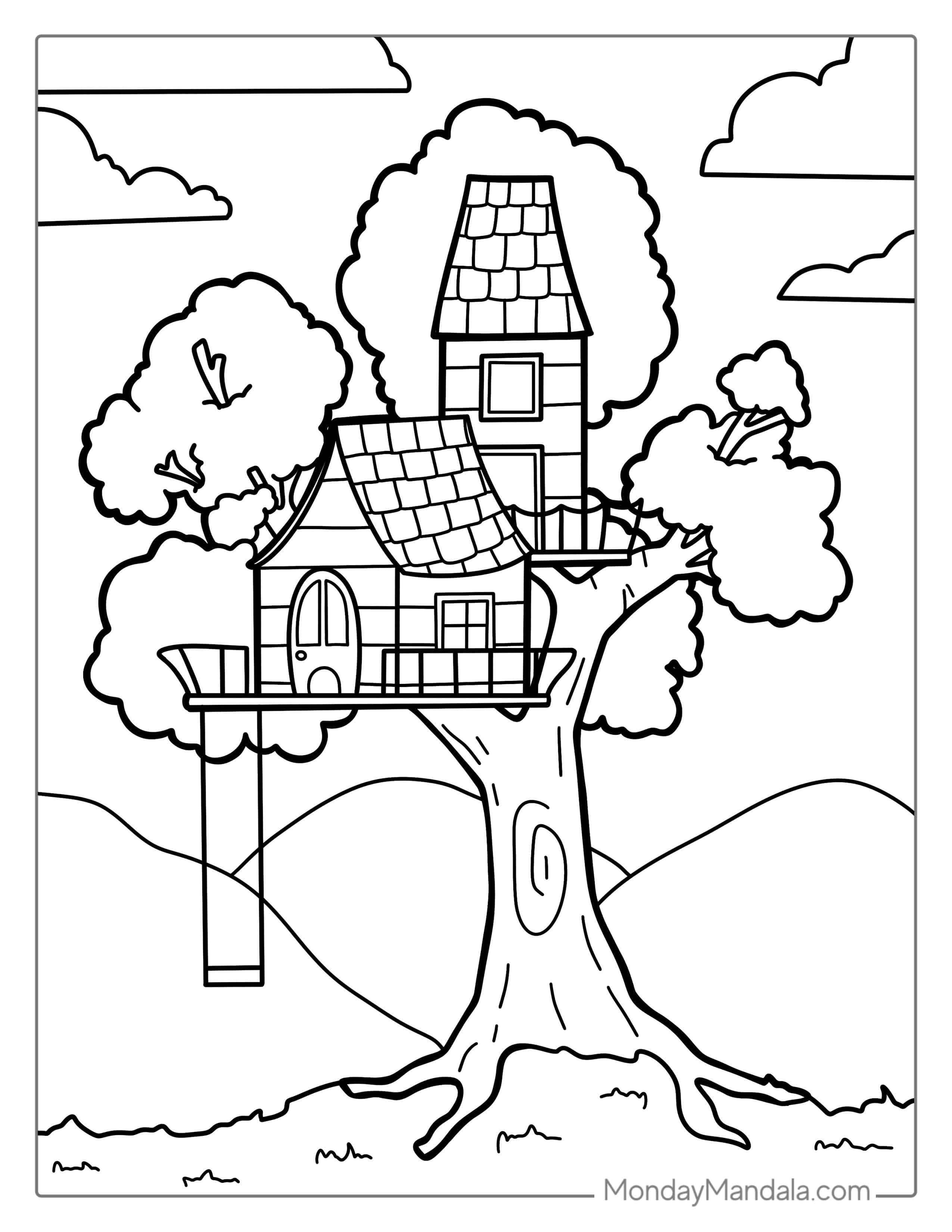 Magical Tree House For Coloring coloring page