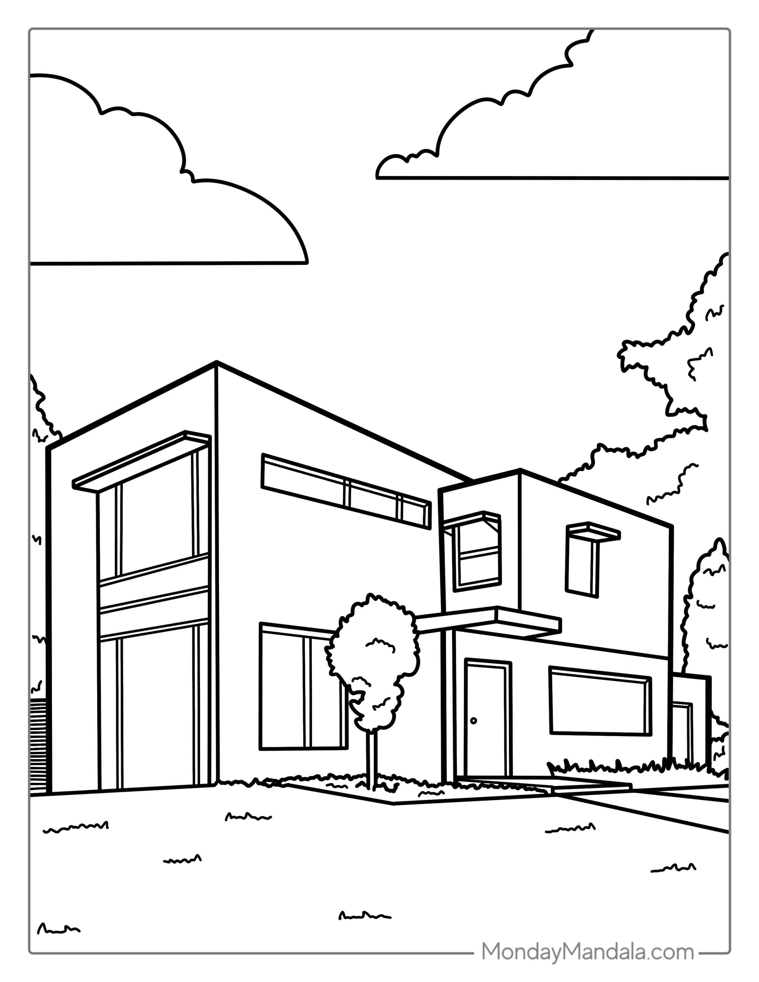 Modern Architectural House Coloring Page coloring page