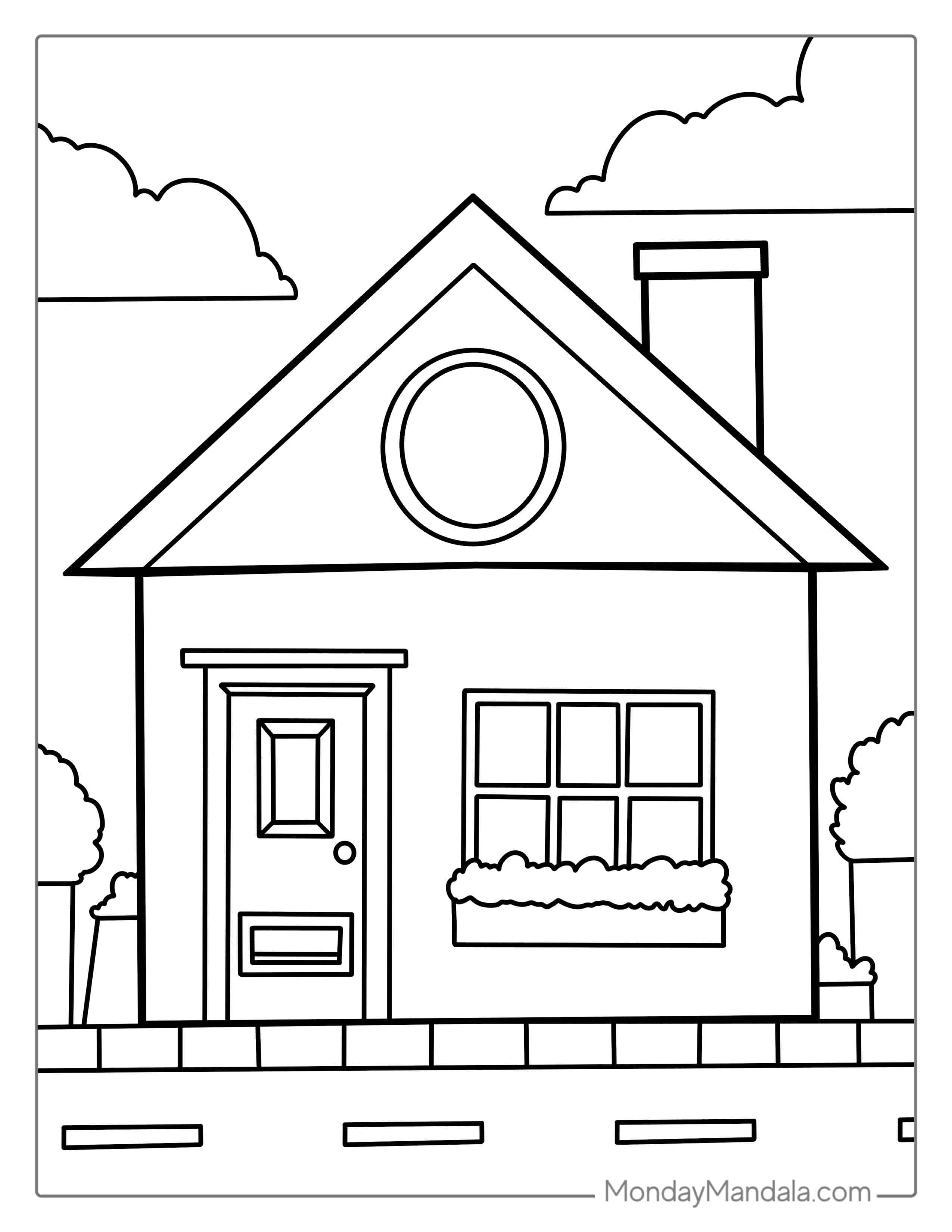 Simple Outline House For Preschoolers coloring page