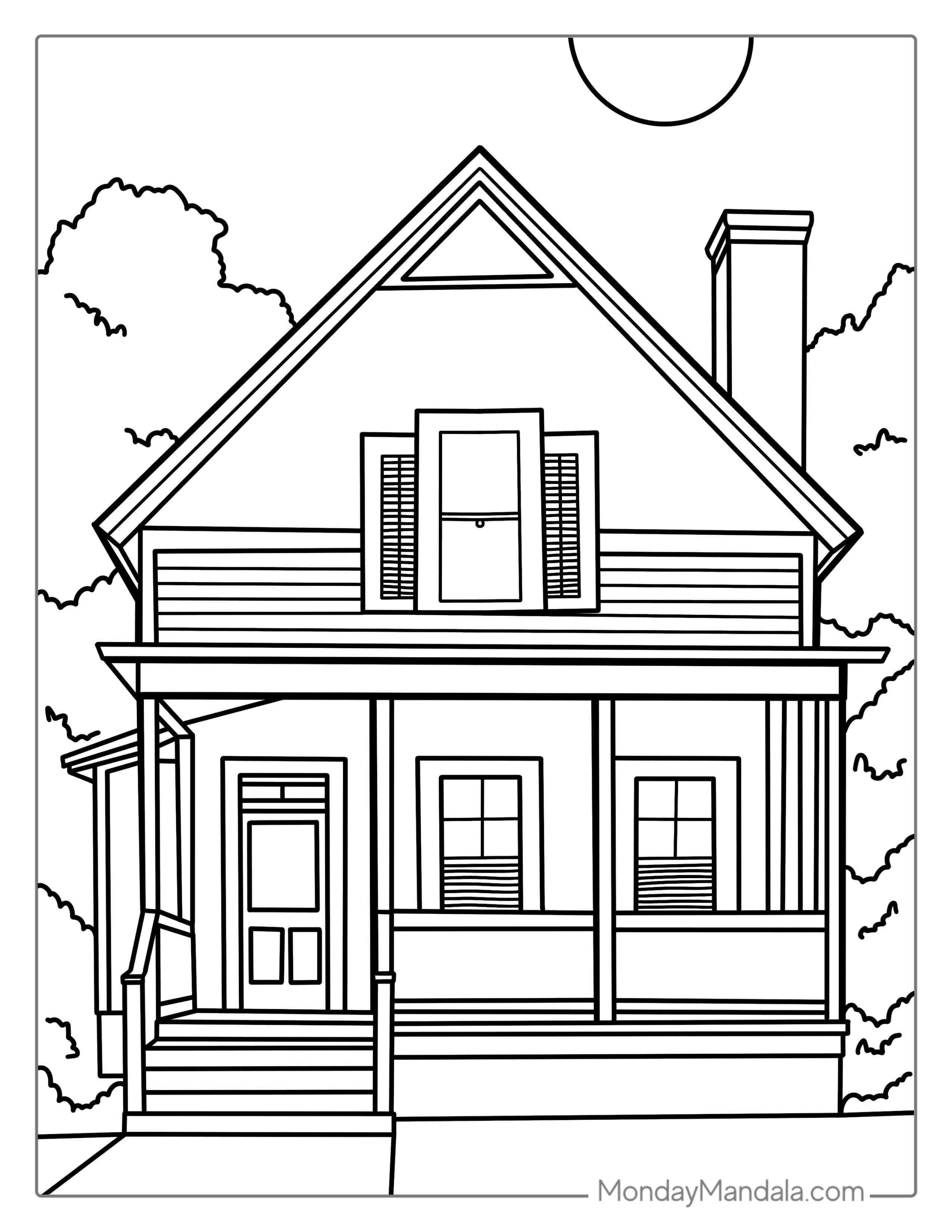Traditional House Coloring In For Kids coloring page