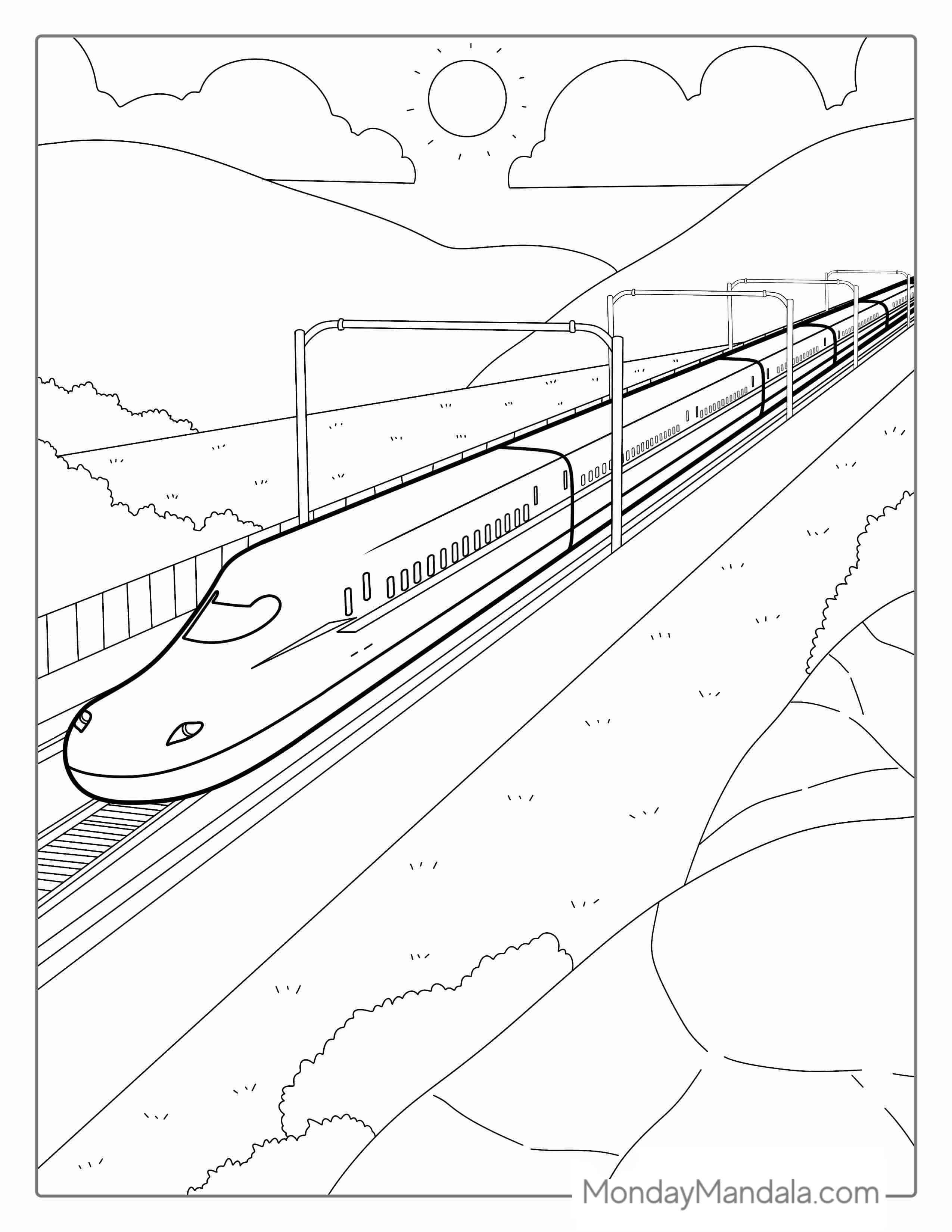 Bullet Train Coloring Page coloring page — printable line art