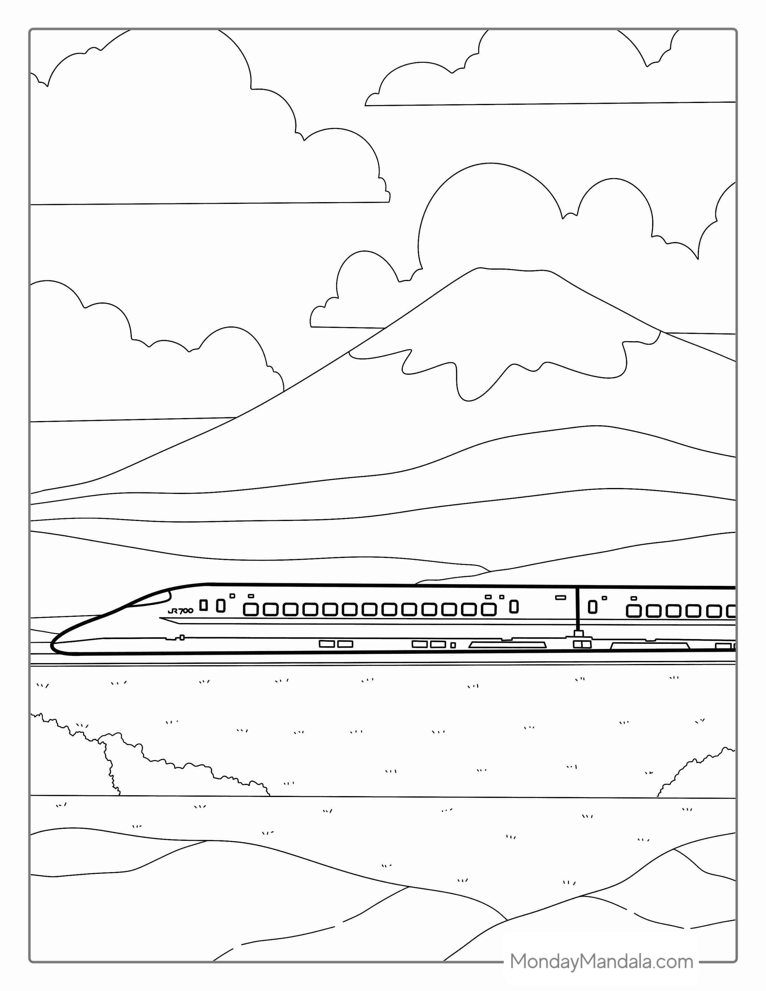 Japanese Bullet Train Coloring Page coloring page