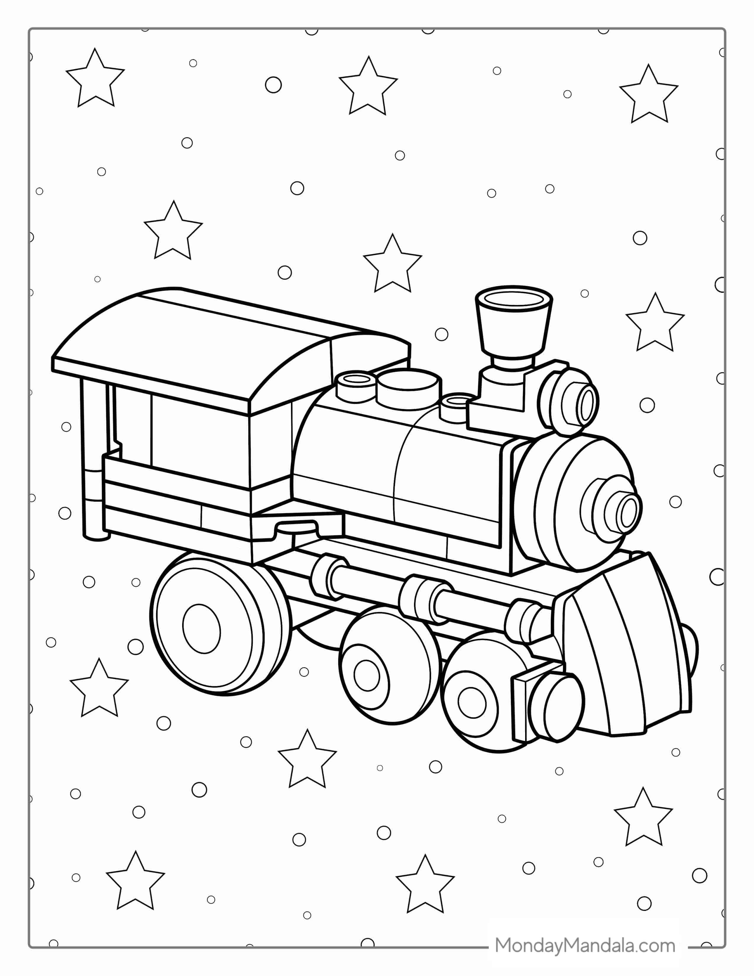 Lego Train Coloring Page For Kids coloring page — printable line art