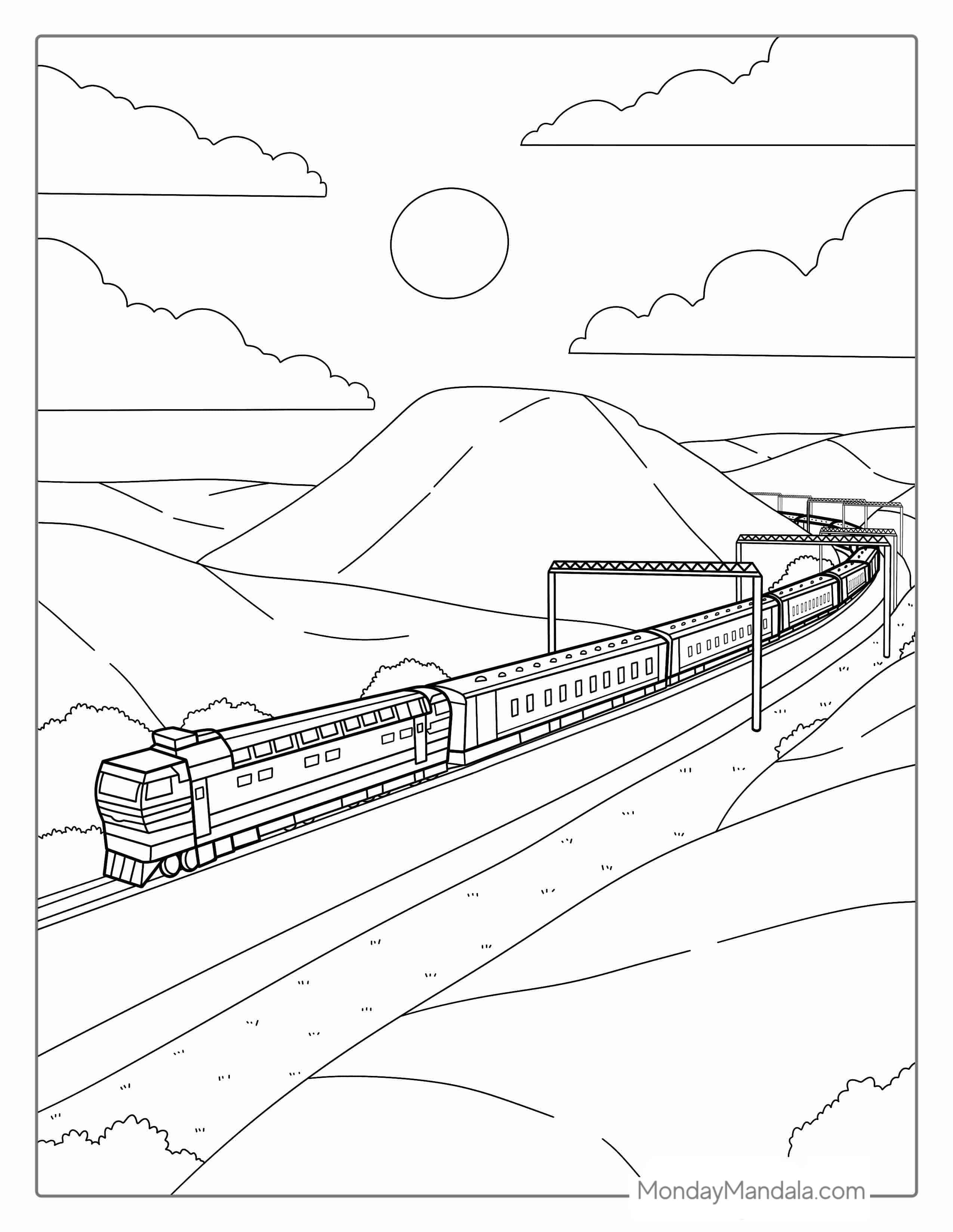 Passenger Train Coloring Picture For Kids coloring page