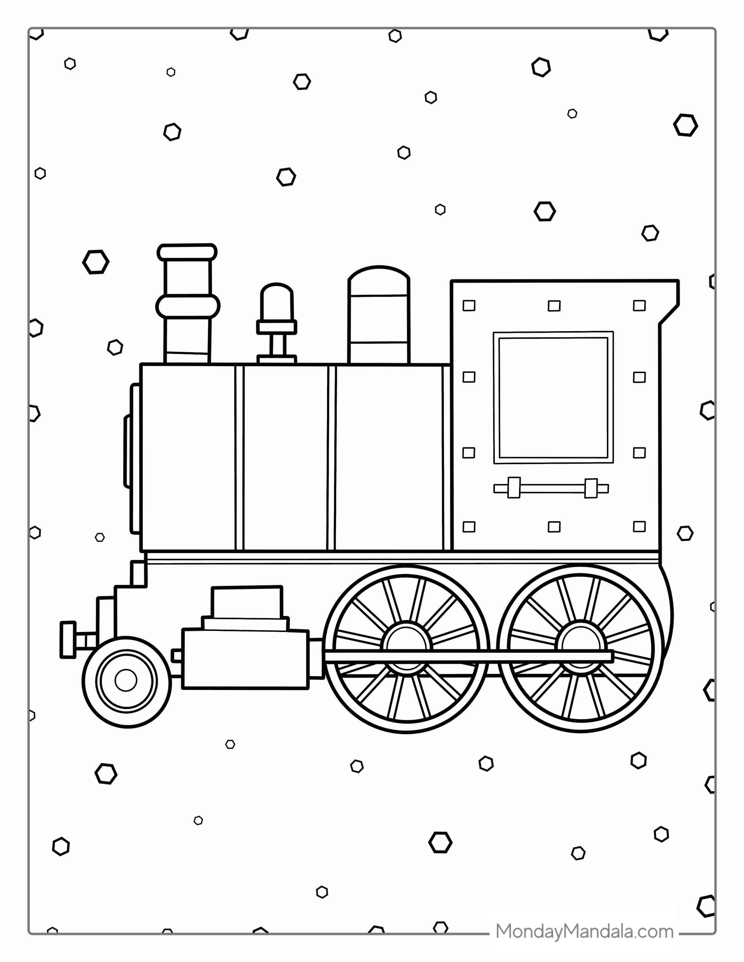 Simple 2D Train To Color For Preschoolers coloring page