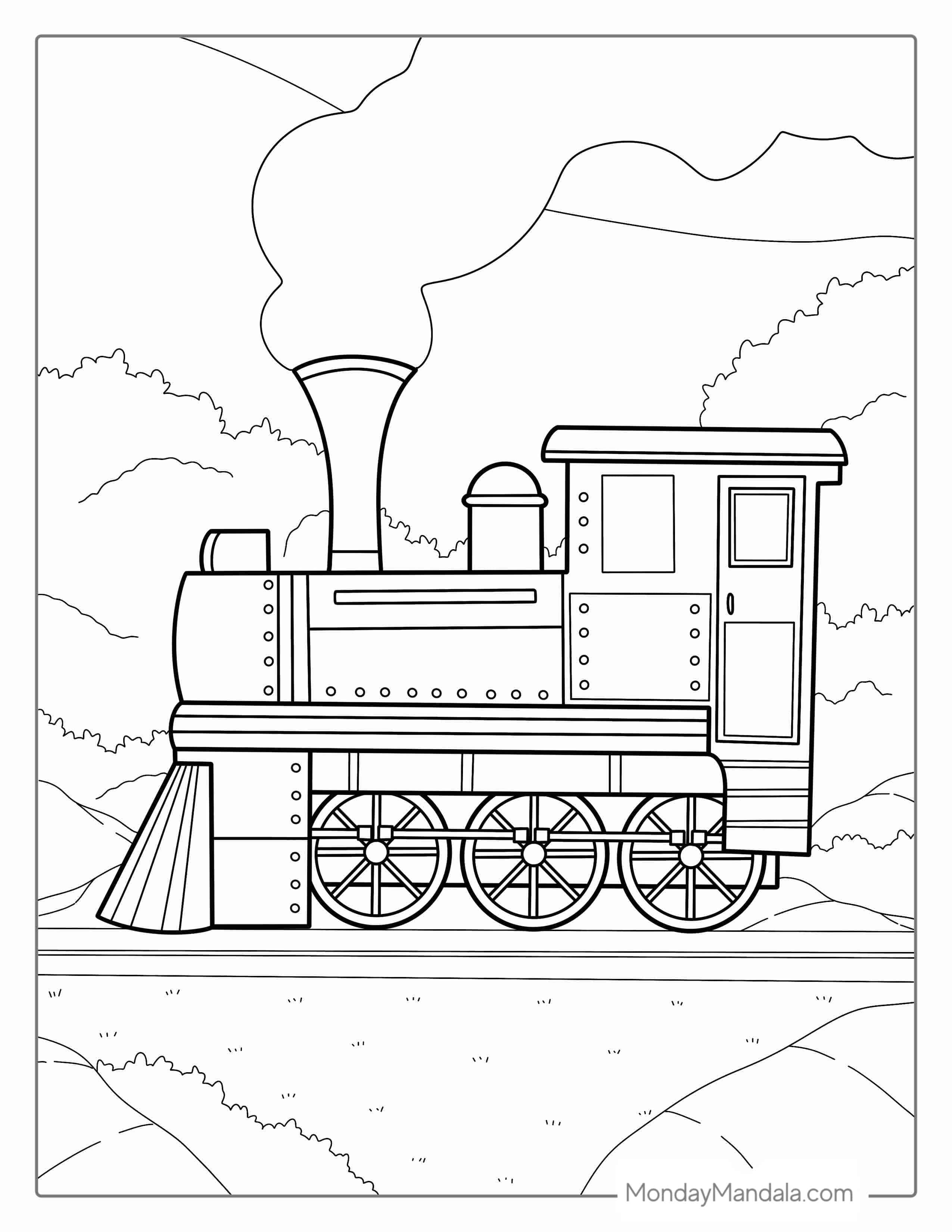 Steam Locomotive Coloring Sheet coloring page