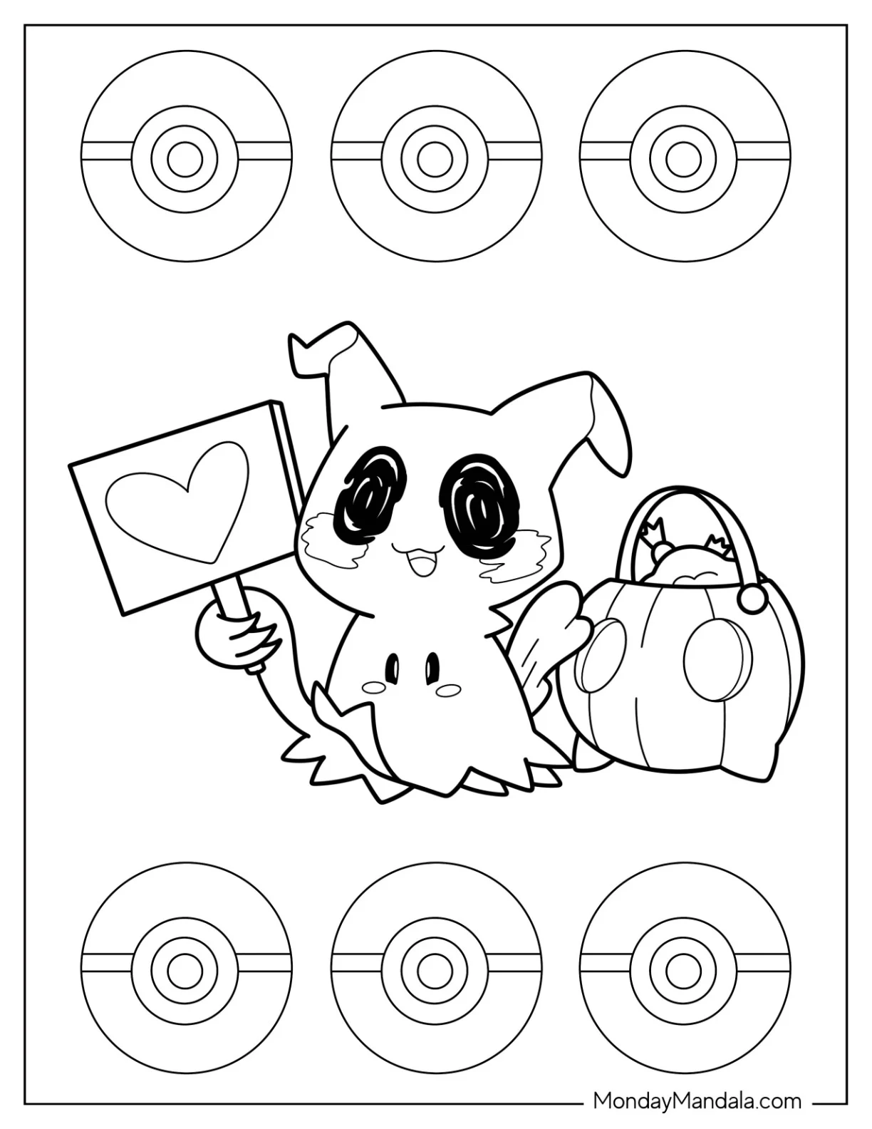 Chibi Mimikyu Coloring Page Trick Or Treating coloring page
