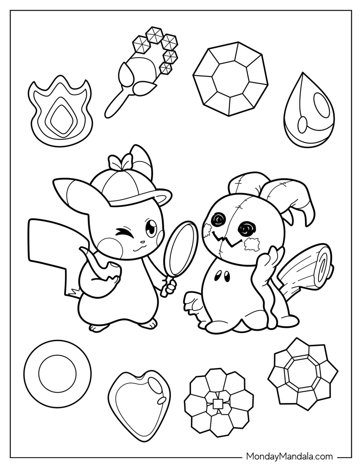 Detective Pikachu With Mimikyu Coloring Page coloring page