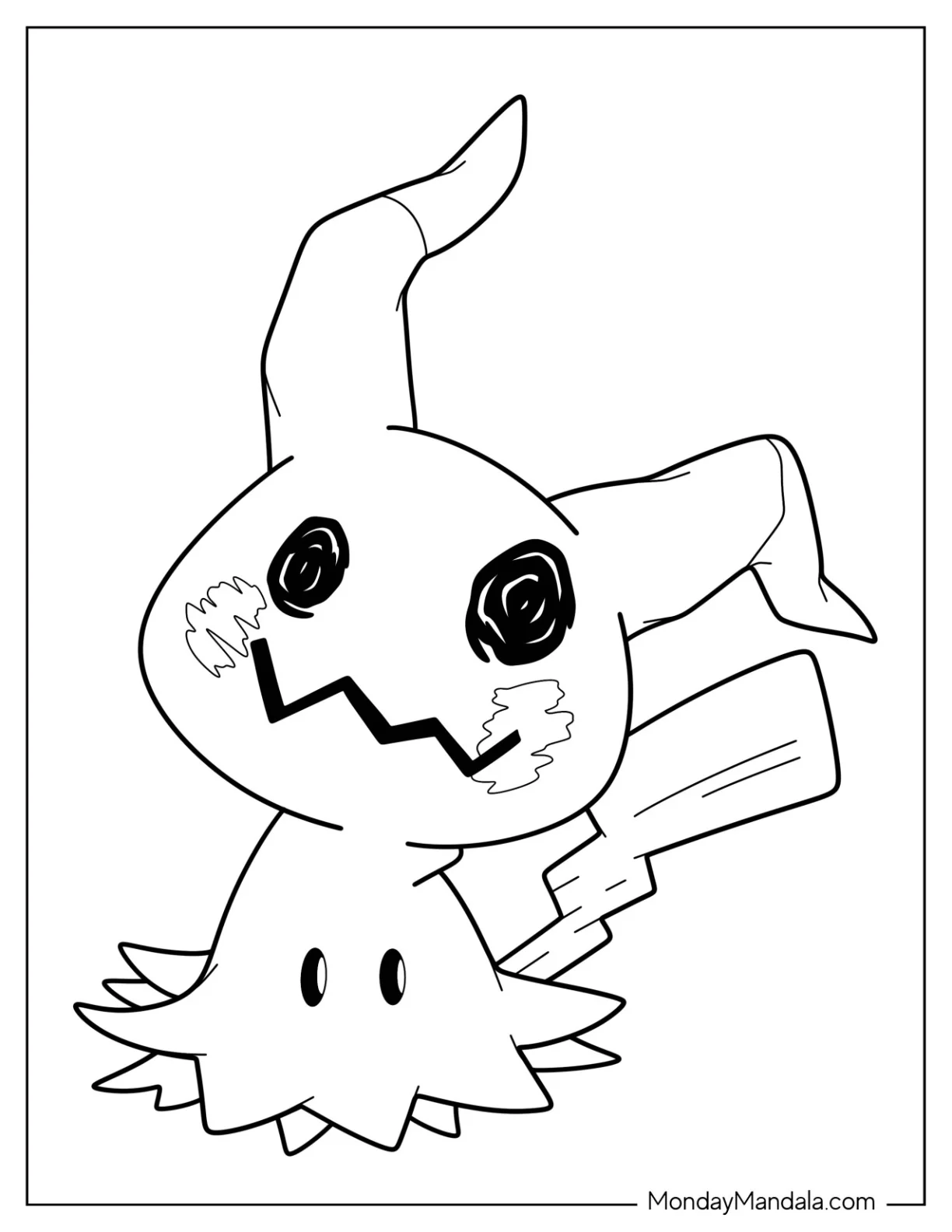 Easy Mimikyu Coloring Page Outline For Kids coloring page