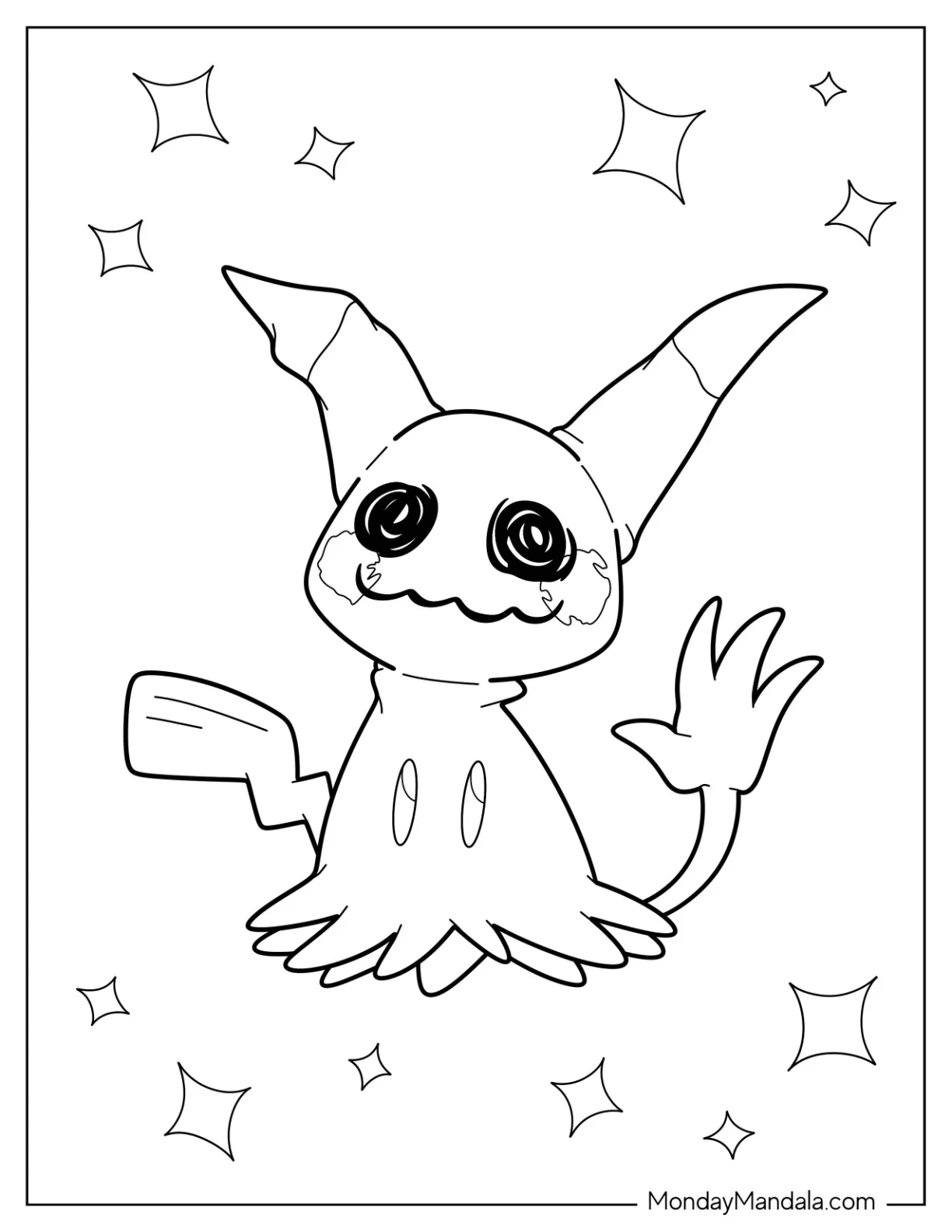 Kawaii Mimikyu Coloring Page For Preschoolers coloring page