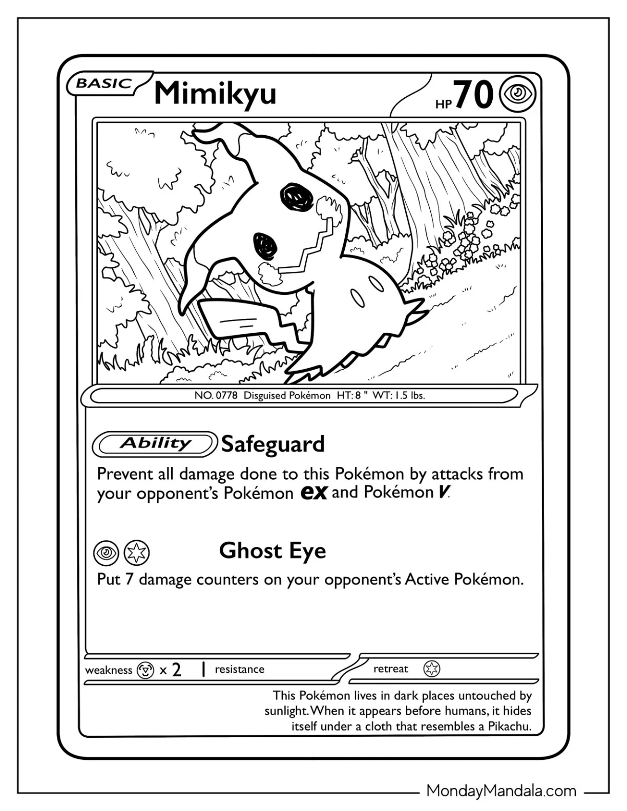 Mimikyu Coloring Page Ghost Eye Pokemon Card coloring page