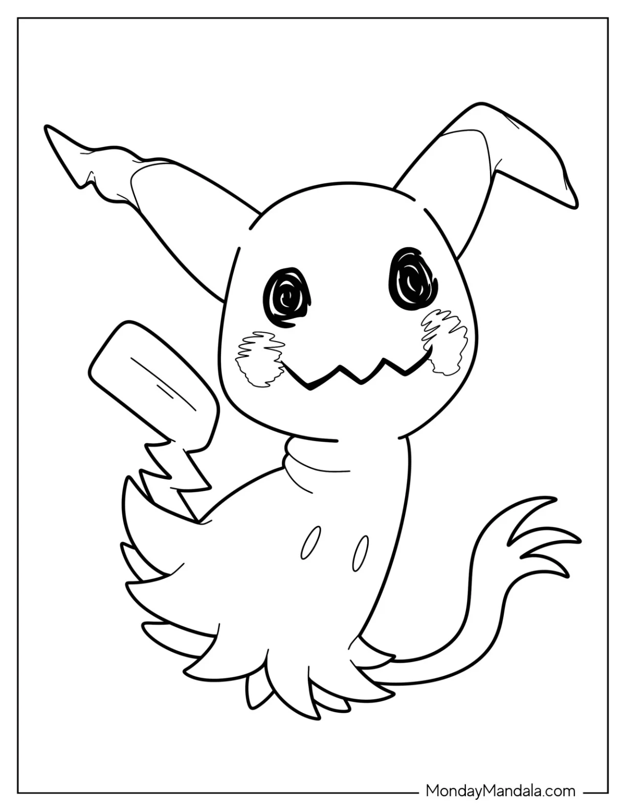 Simple Mimikyu Coloring Page For Preschoolers coloring page