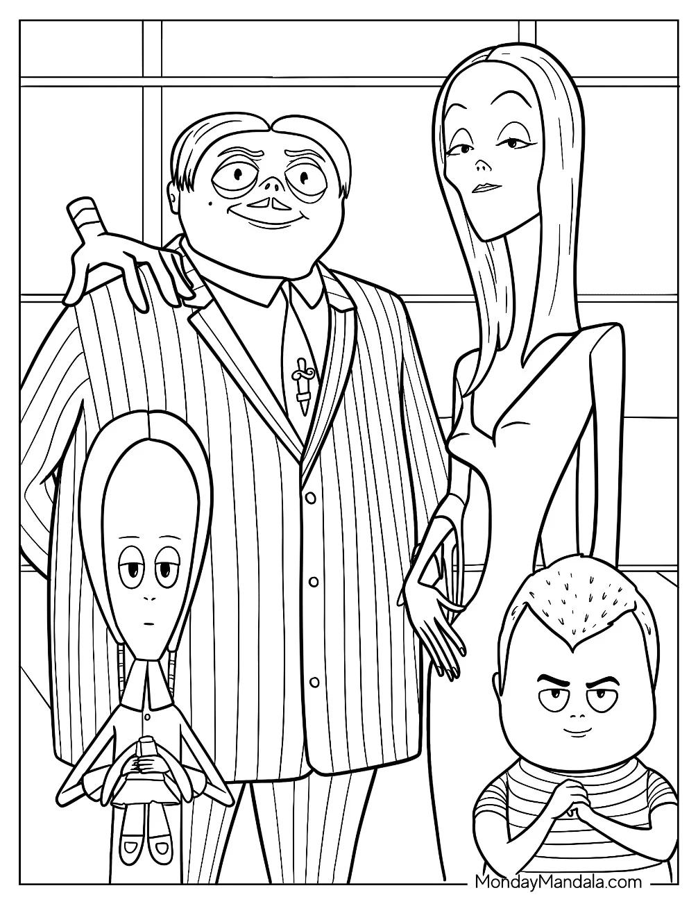 Gulf Film Addams Family Cartoon Coloring Sheet For Kids coloring page