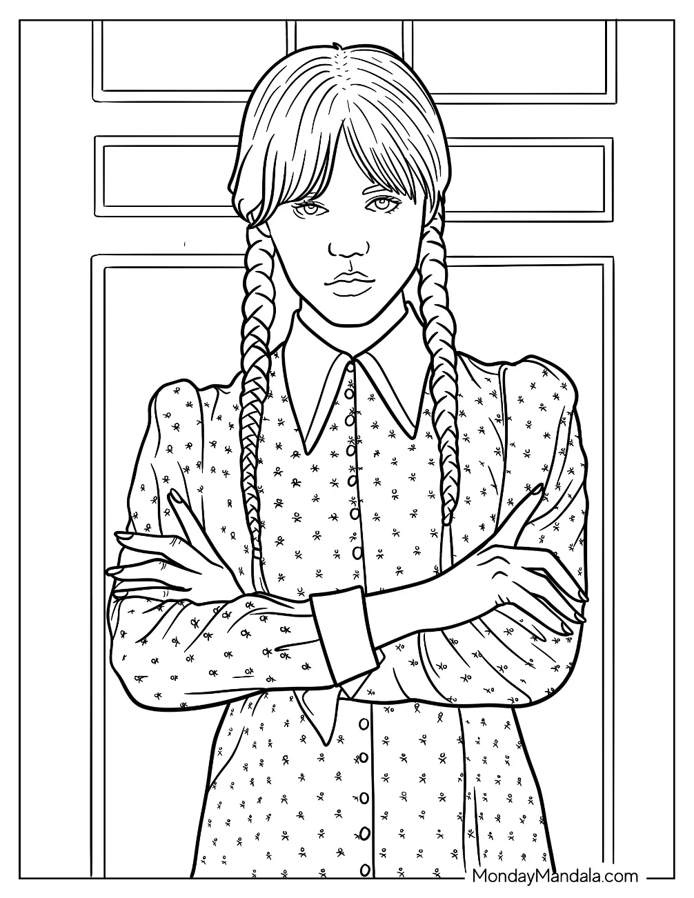 Jenna Ortega As Wednesday Addams coloring page