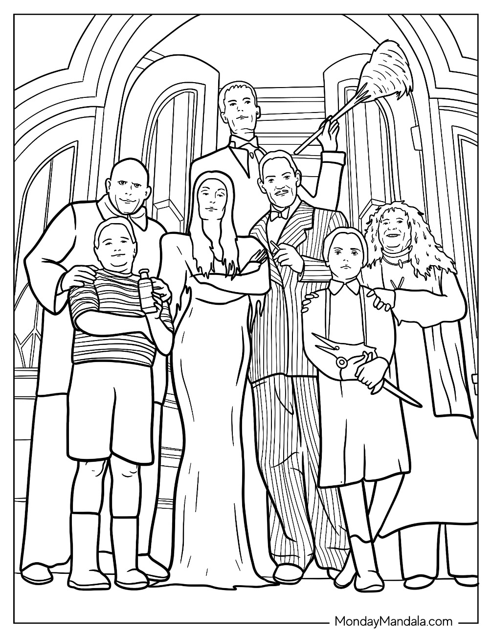 Realistic Addams Family Portrait Coloring Page coloring page