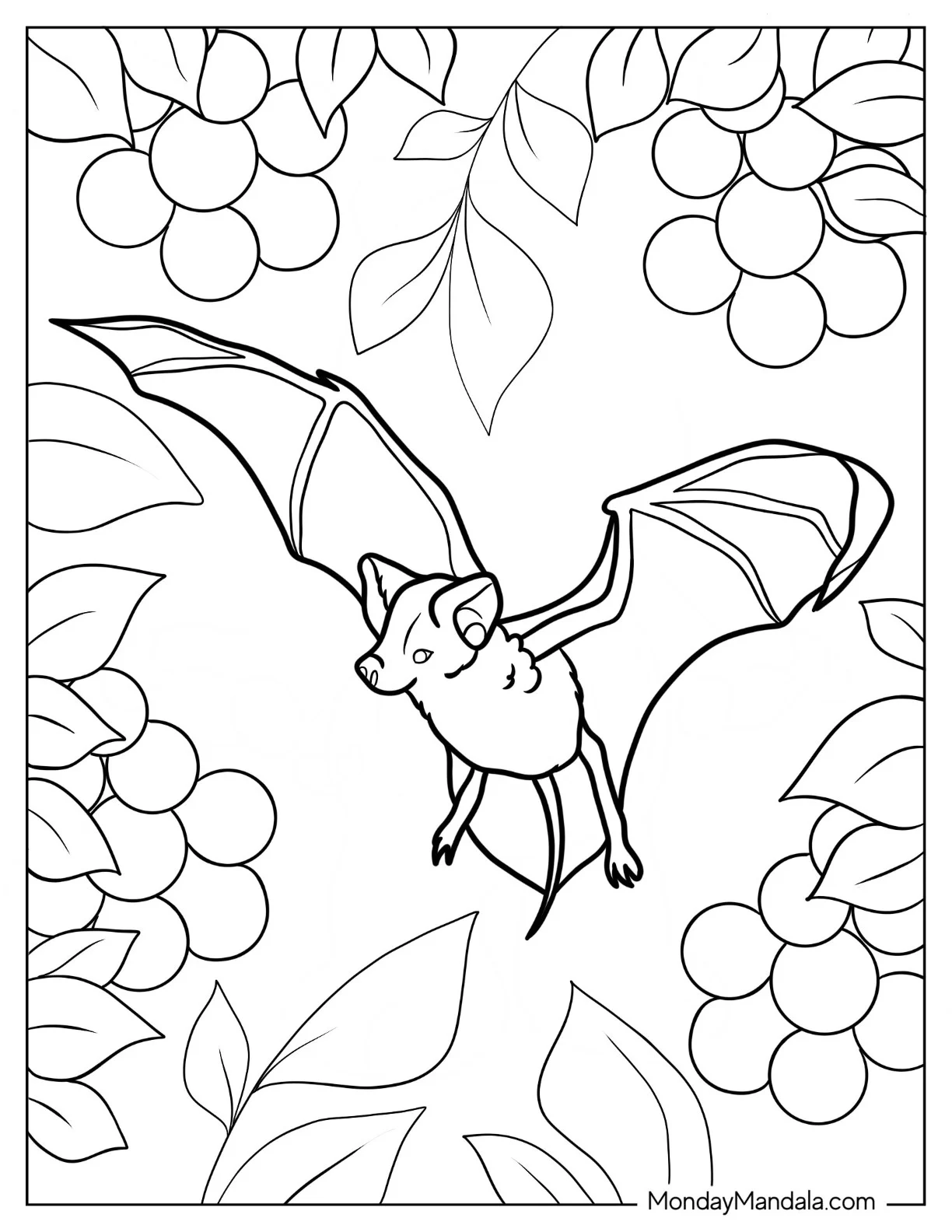 Little Brown Bat Coloring Page In The Air coloring page
