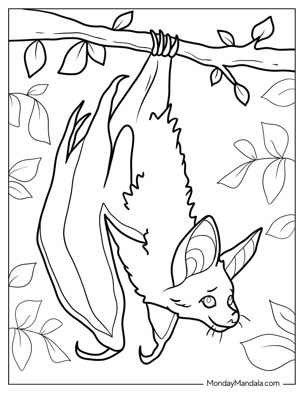 Upside Down Bat Coloring Page coloring page