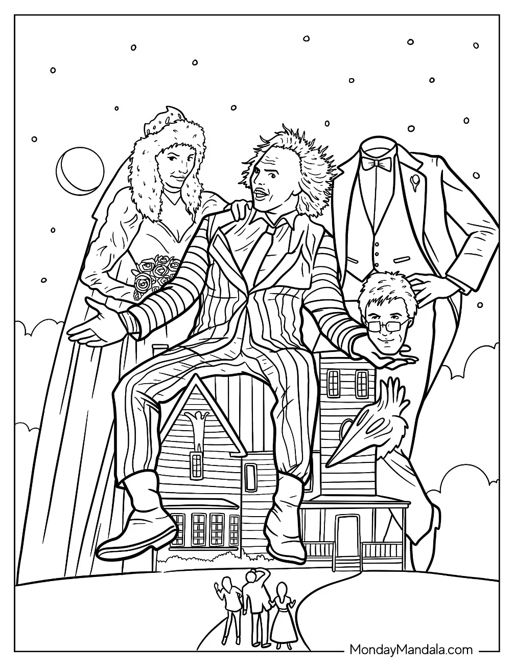 Beetlejuice Coloring Page Sitting On Maitland Residence With Adam And Barbara coloring page
