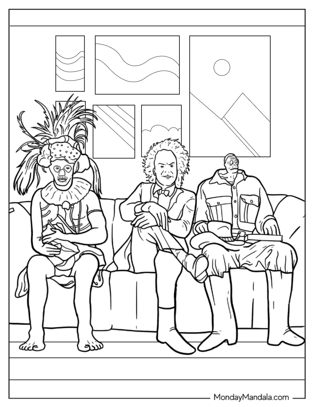 Beetlejuice Coloring Page The Witch Doctor With Harry The Hunter And Beetlejuice coloring page