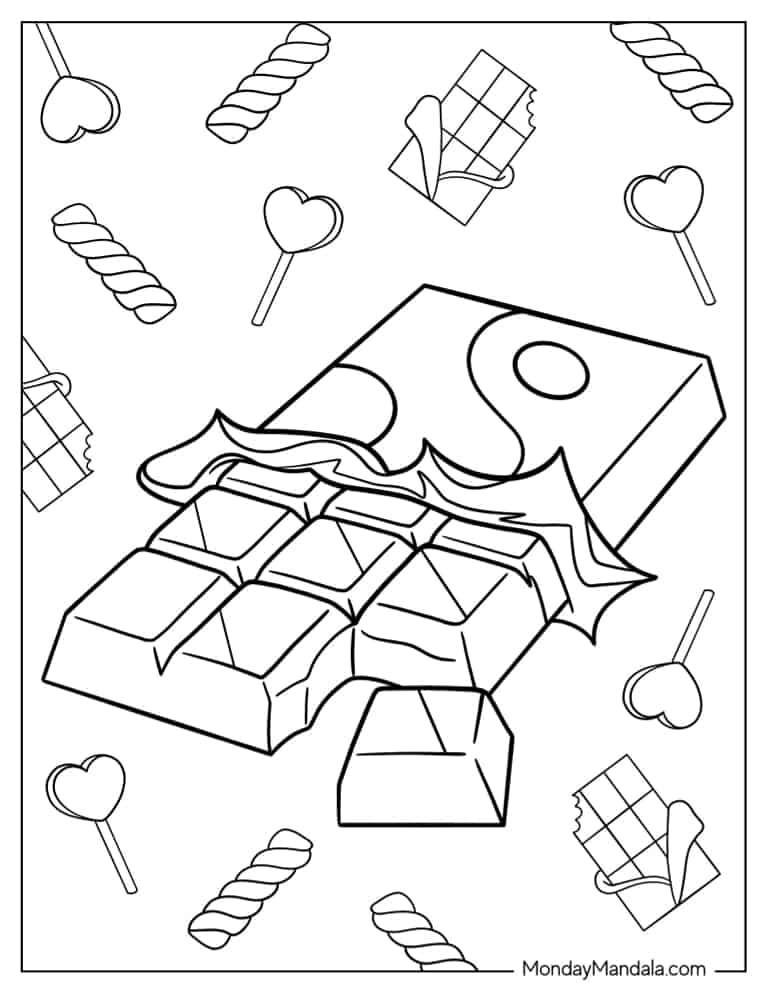 Chocolate Block Coloring Page For Kids coloring page — printable line art