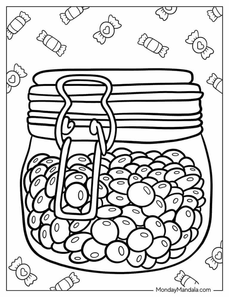 Jar Of M_M Chocolate Candy coloring page — printable line art