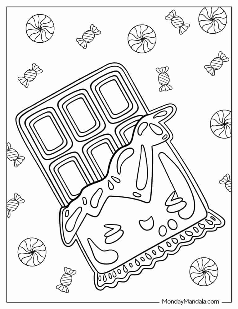 Kawaii Chocolate Bar To Color coloring page