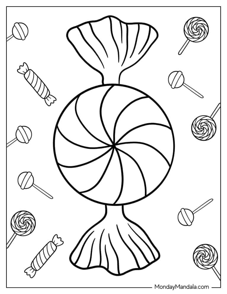 Simple Mint Candy To Color coloring page
