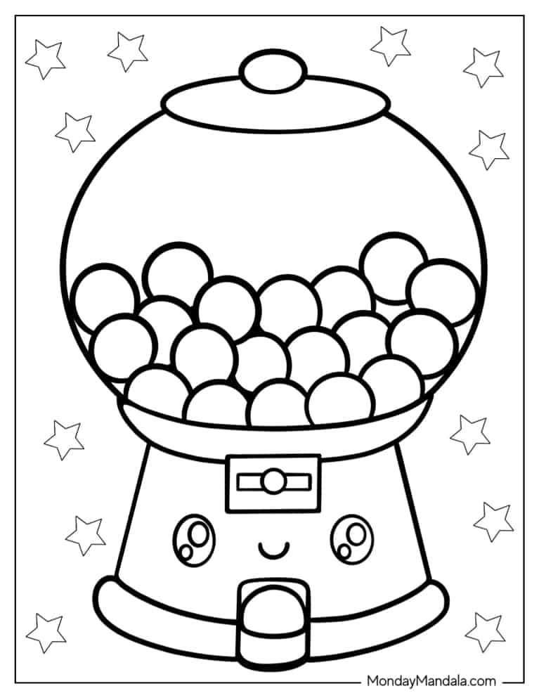 Simple Outline Of a Gum-ball Machine coloring page