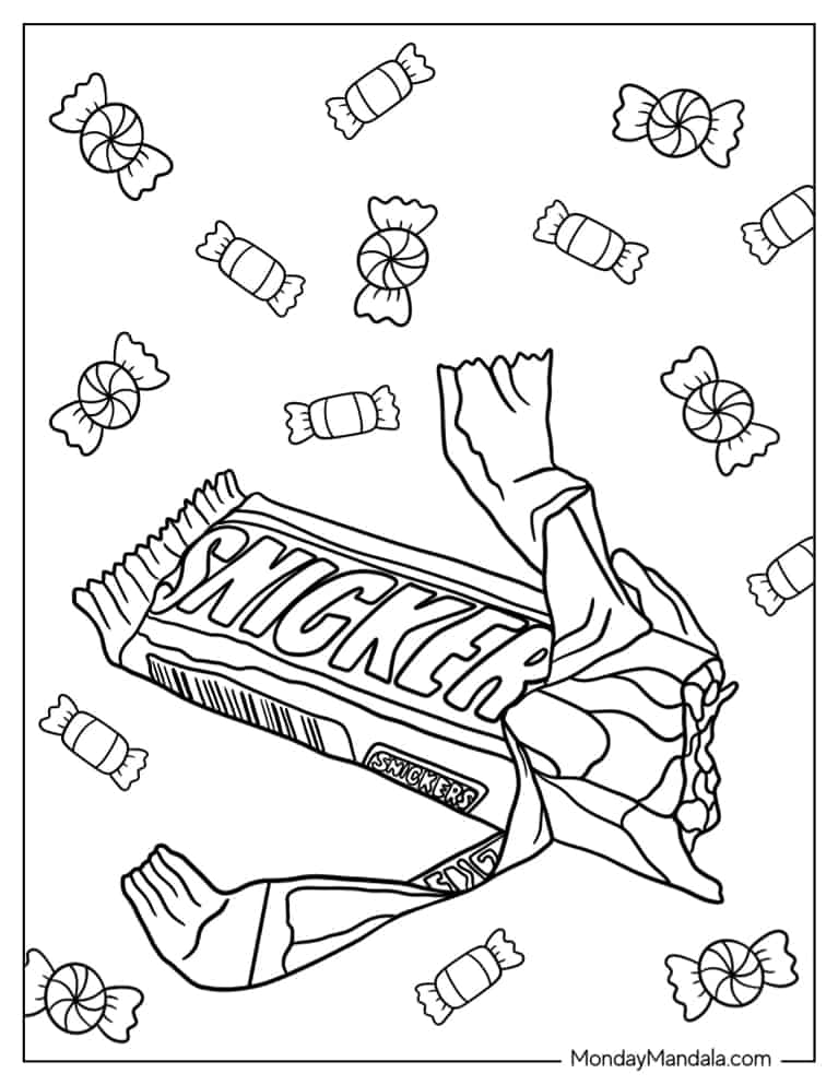 Snickers Candy Bar To Color coloring page