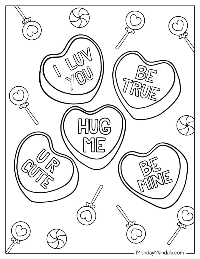 Valentines I Love You Heart Candy coloring page