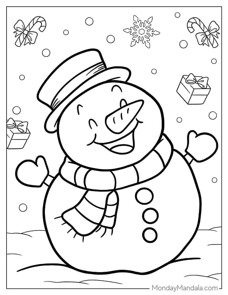 Christmas coloring page of  Big Happy Snowman coloring page