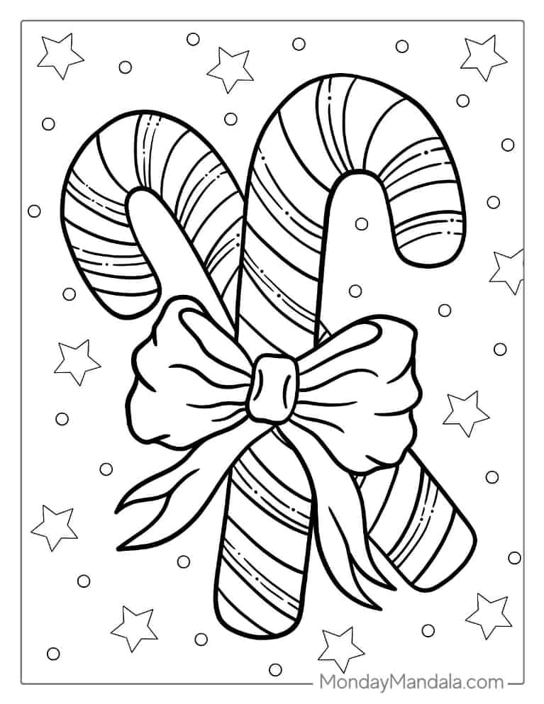 Christmas coloring page of Candy Canes With Bow coloring page