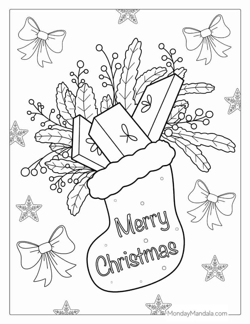 Christmas coloring page of Christmas Stocking Full Of Presents coloring page