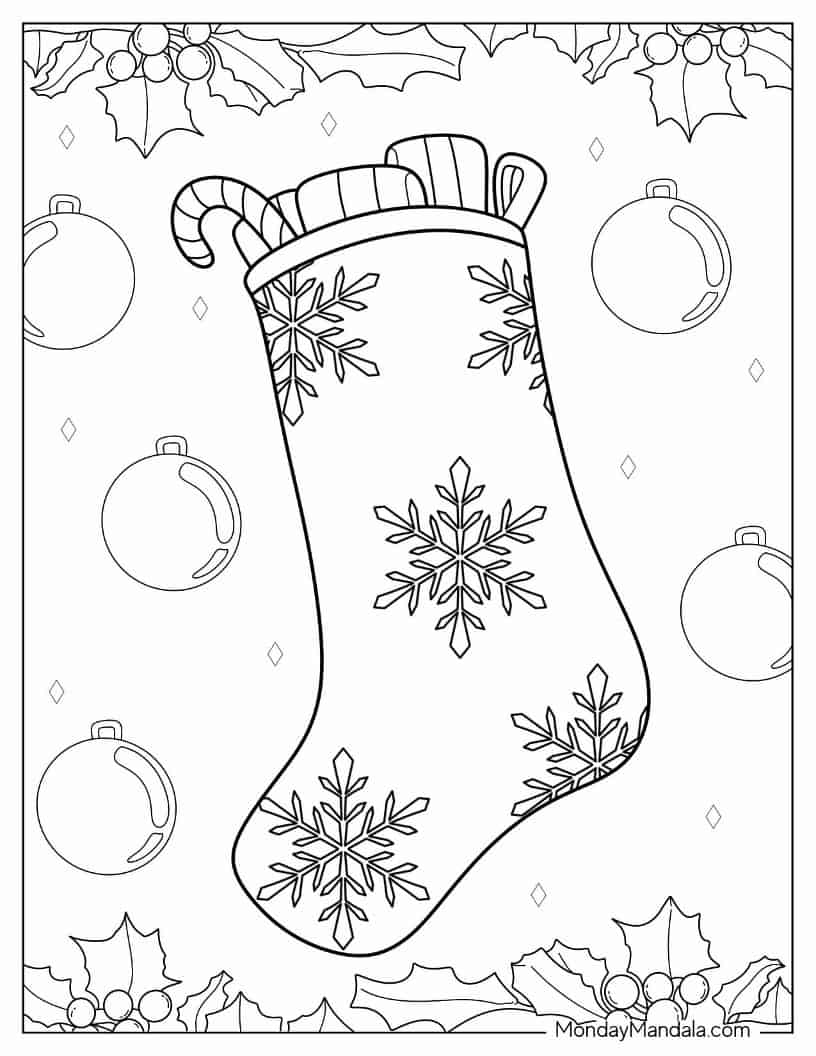 Christmas coloring page of Christmas Stocking With Candy Canes coloring page